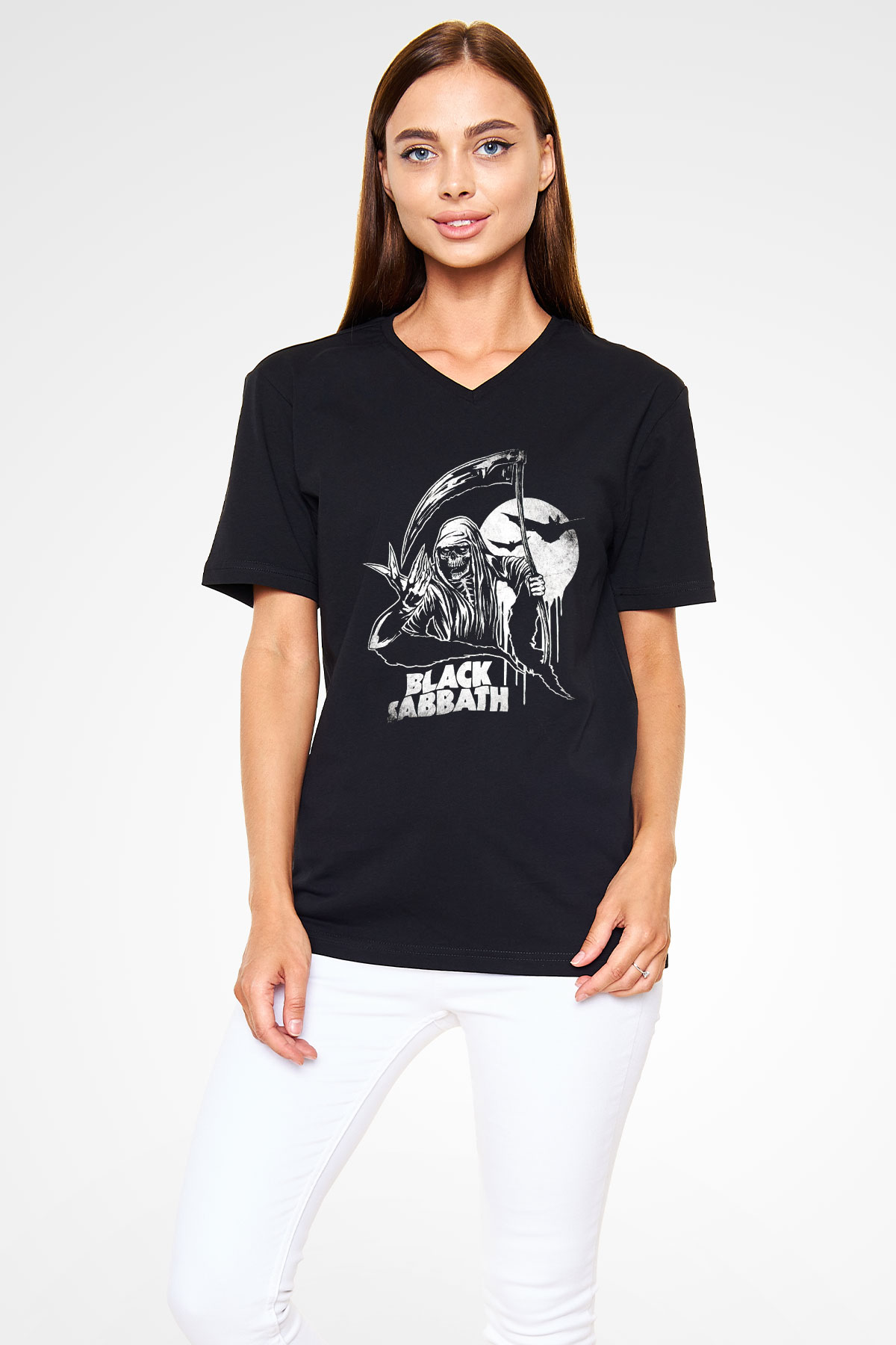 Black Sabbath Siyah Unisex V Yaka Tişört
