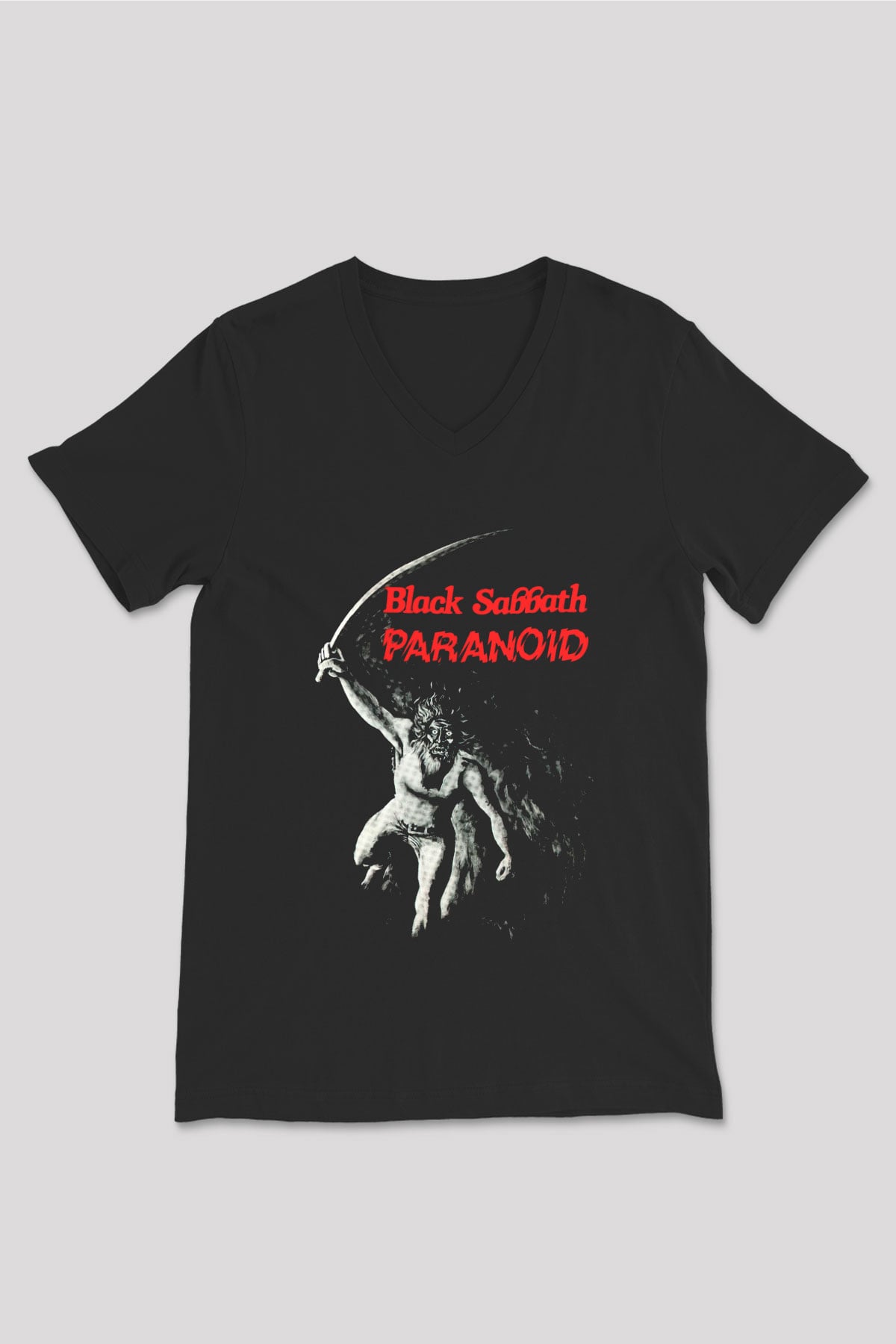 Black Sabbath Siyah Unisex V Yaka Tişört T-Shirt