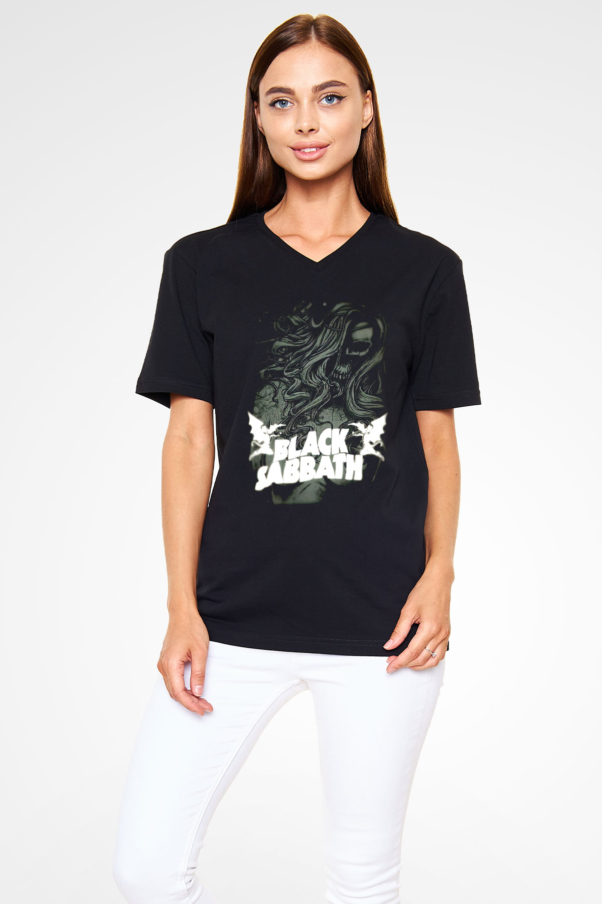 Black Sabbath Siyah Unisex V Yaka Tişört