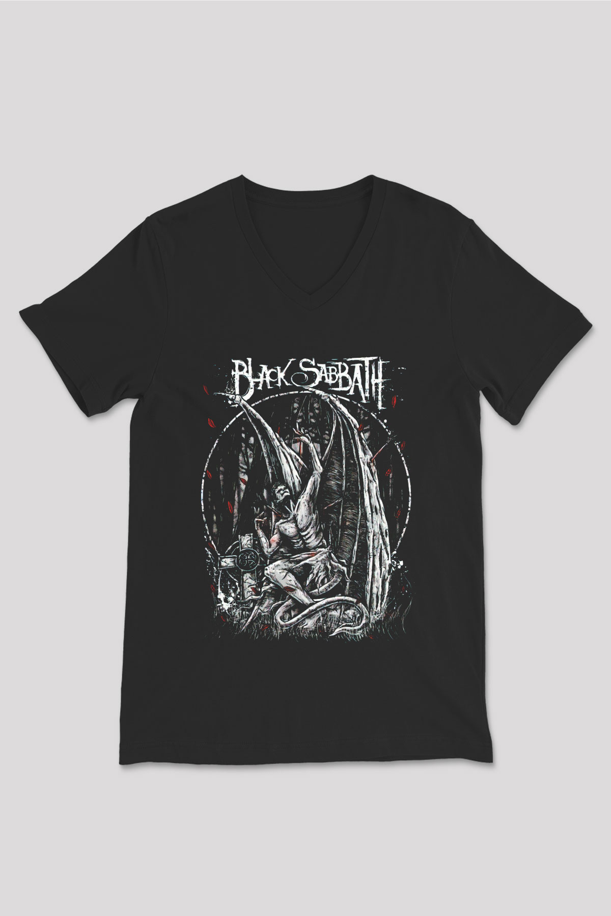 Black Sabbath Siyah Unisex V Yaka Tişört