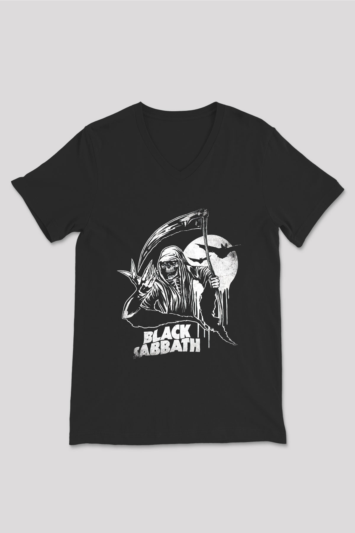 Black Sabbath Siyah Unisex V Yaka Tişört