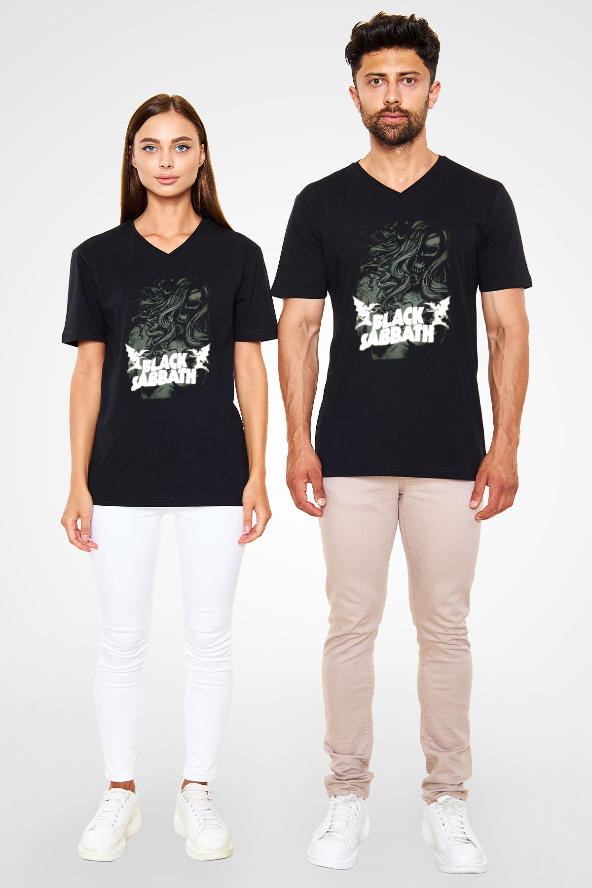 Black Sabbath Siyah Unisex V Yaka Tişört