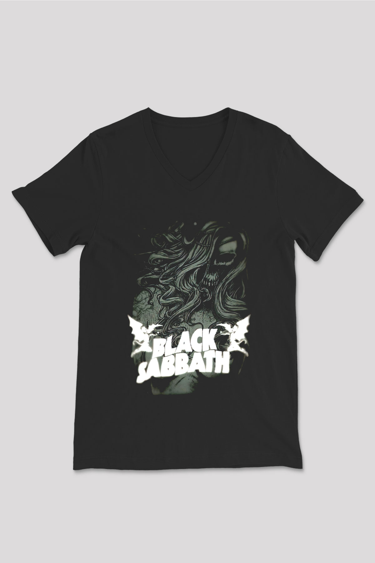 Black Sabbath Siyah Unisex V Yaka Tişört