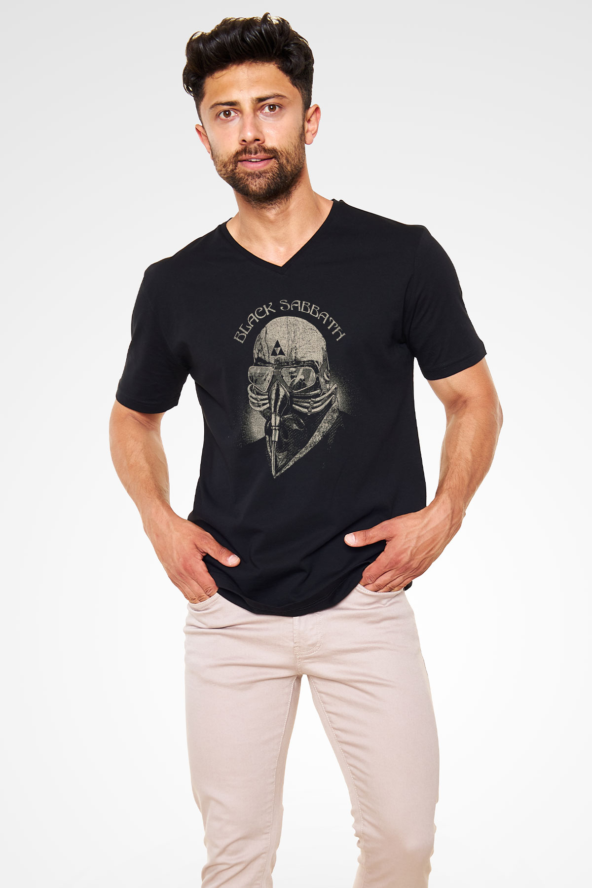 Black Sabbath Siyah Unisex V Yaka Tişört