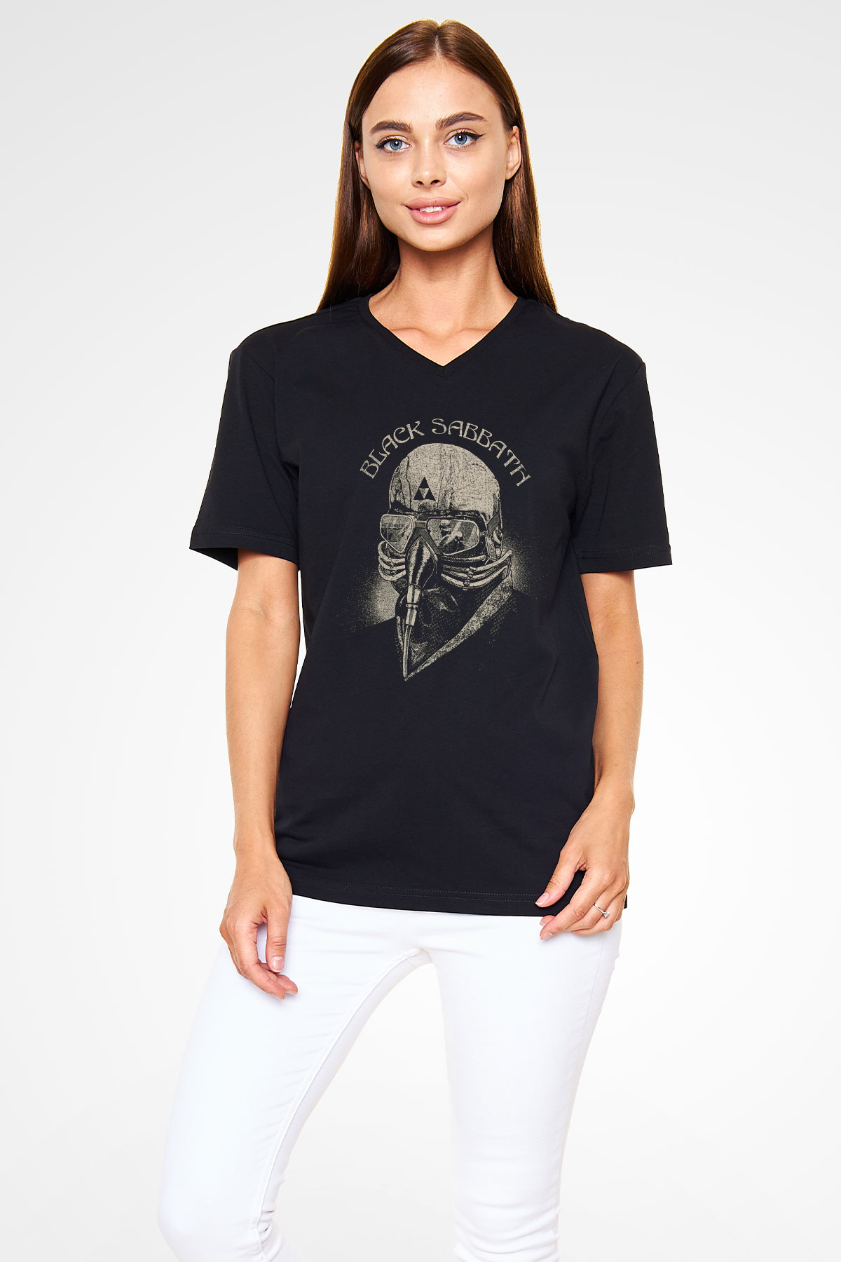 Black Sabbath Siyah Unisex V Yaka Tişört