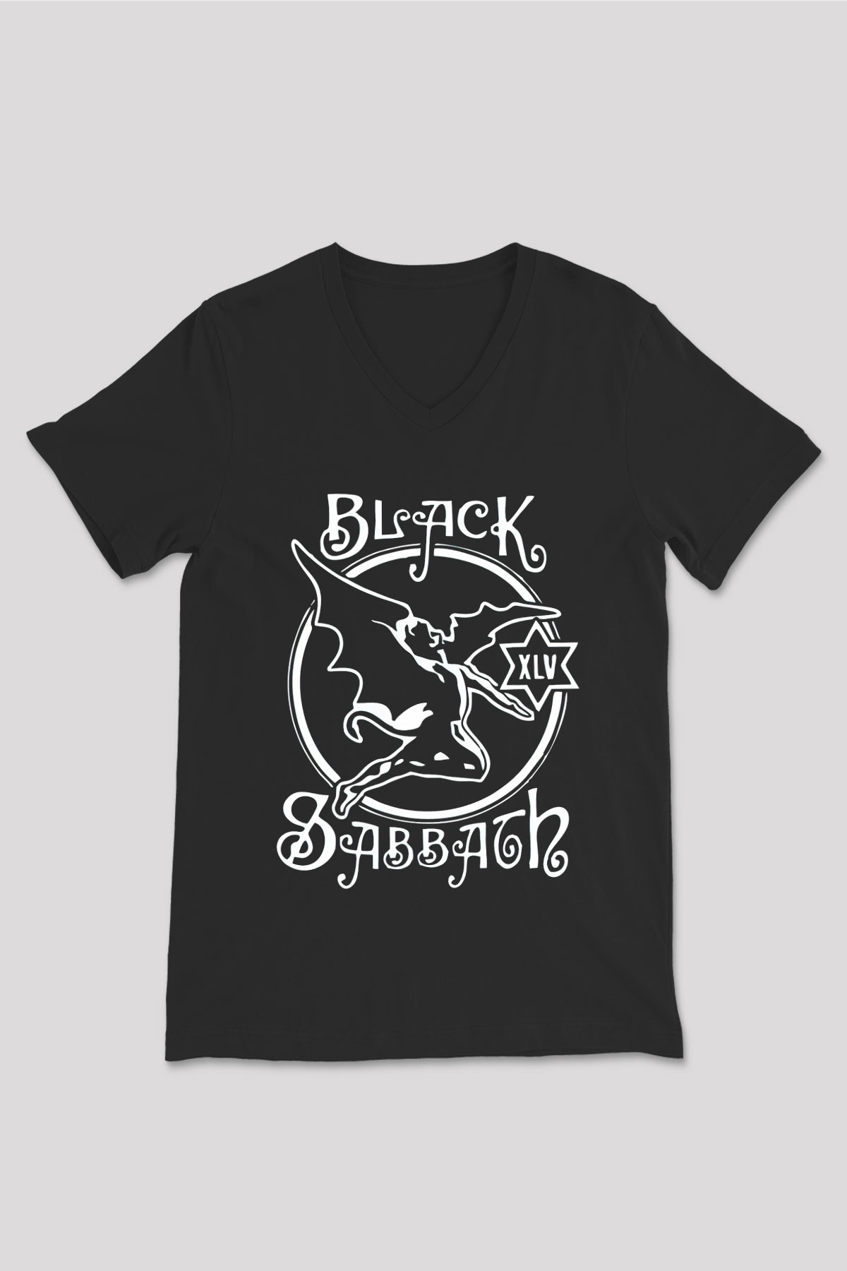 Black Sabbath Siyah Unisex V Yaka Tişört