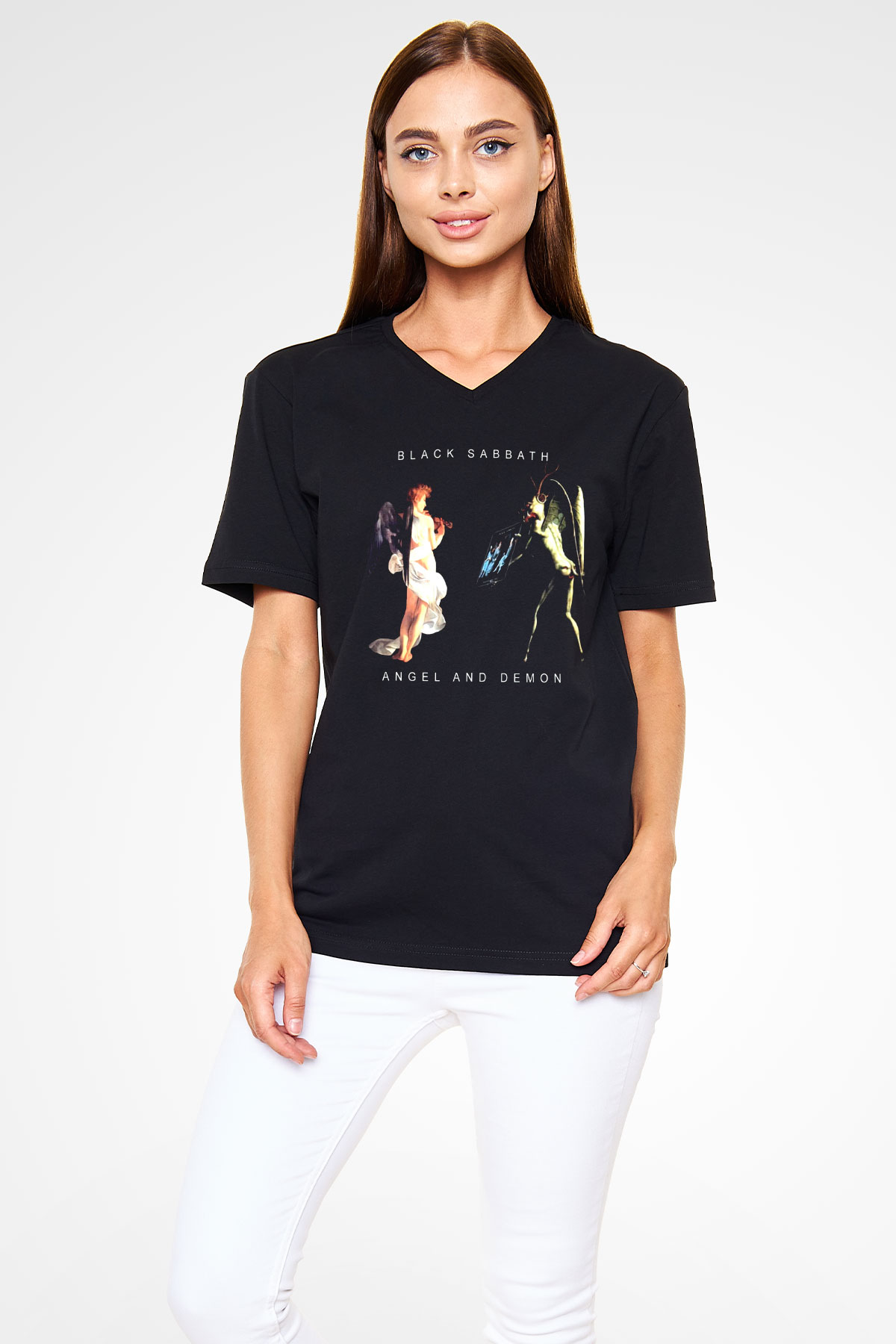 Black Sabbath Siyah Unisex V Yaka Tişört T-Shirt