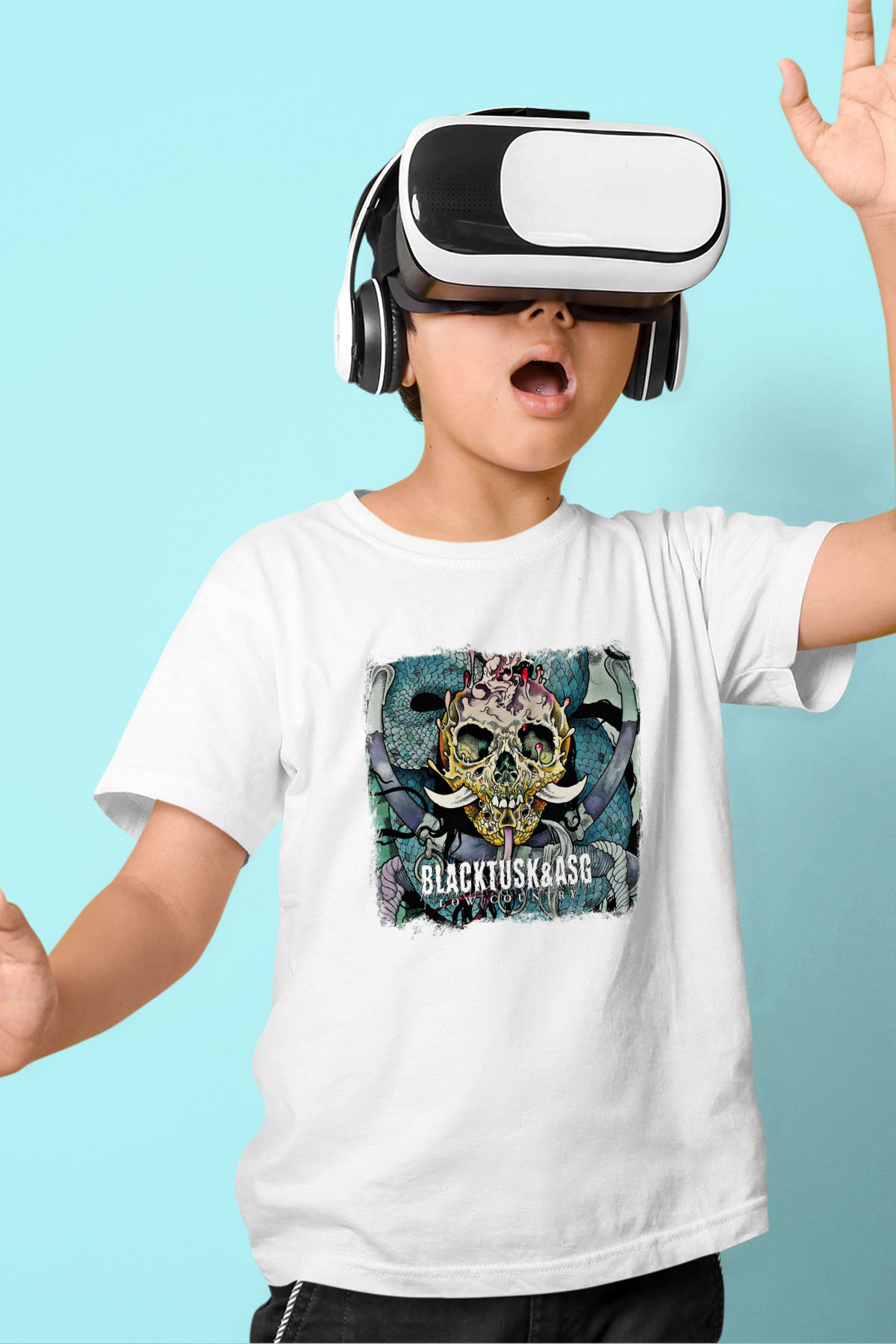 Black Tusk Baskılı Unisex Beyaz Çocuk Tişört