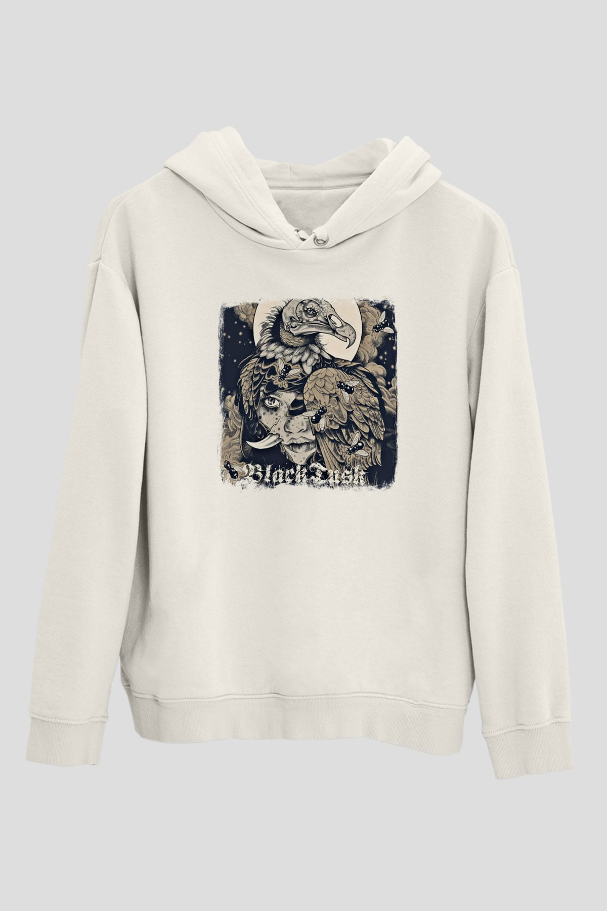 Black Tusk Baskılı Unisex Beyaz Hoodie