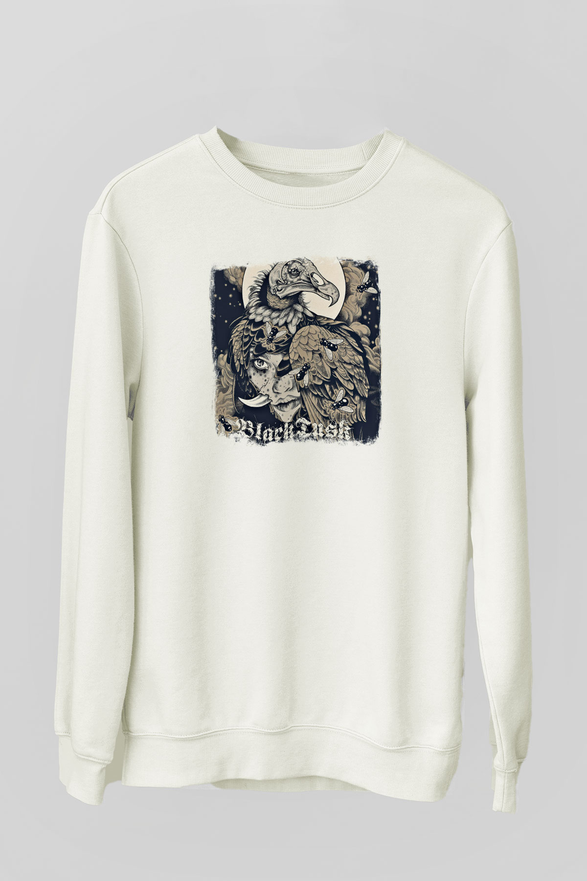 Black Tusk Baskılı Unisex Beyaz Sweatshirt