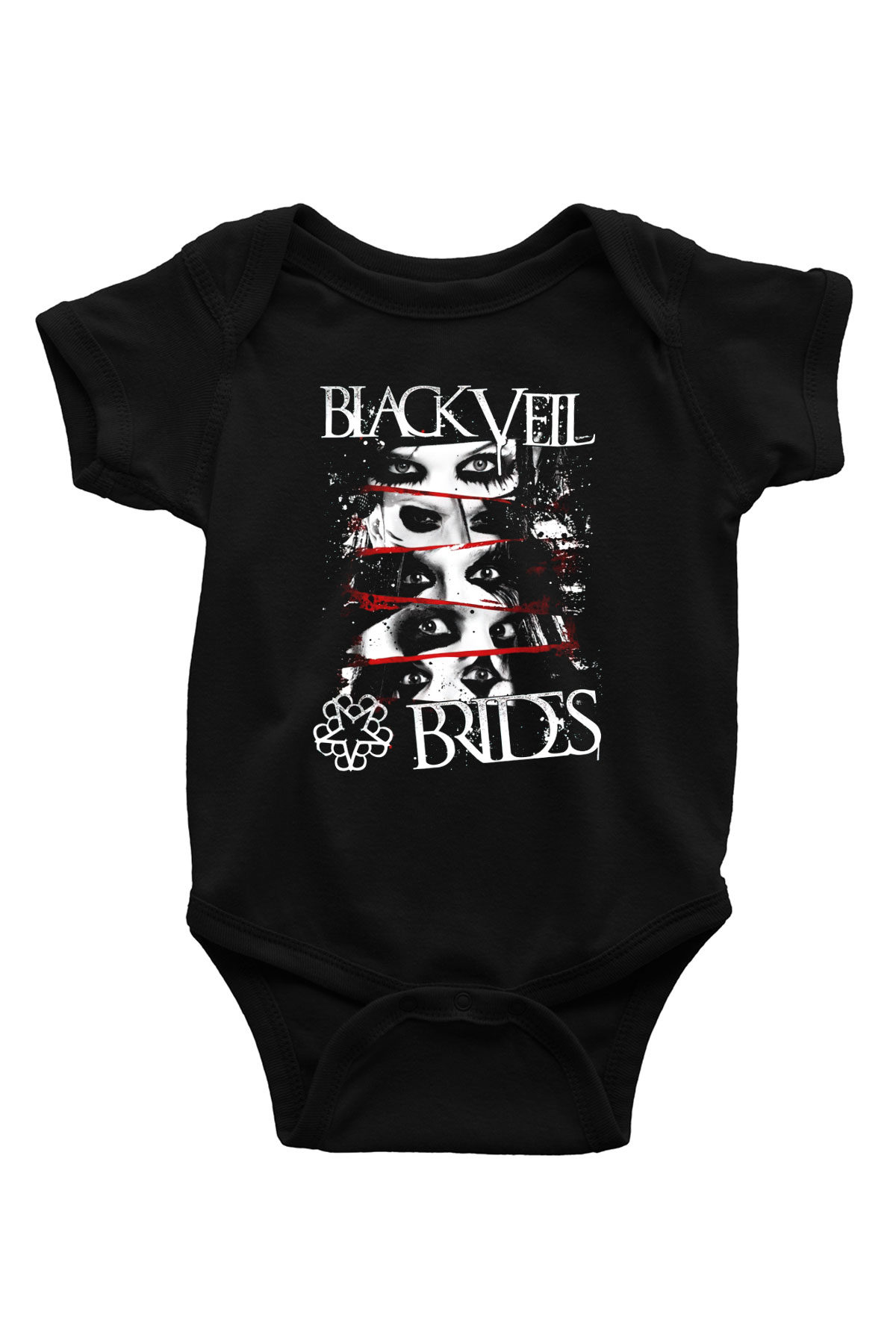 Black Veil Brides Baskılı Siyah Bebek Body - Zıbın