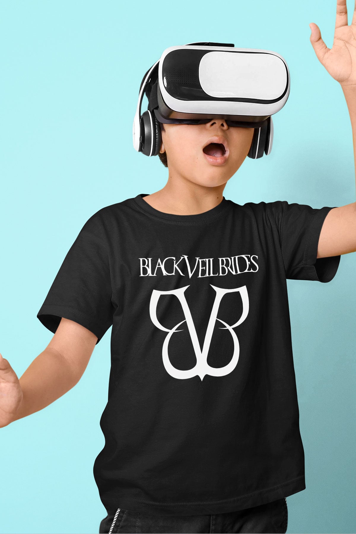 Black Veil Brides Baskılı Siyah Unisex Çocuk Tişört