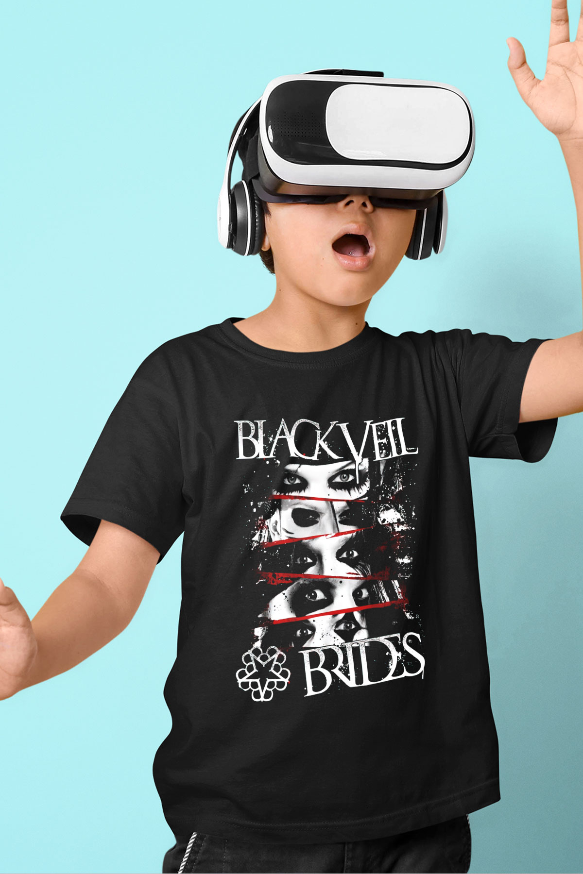 Black Veil Brides Baskılı Siyah Unisex Çocuk Tişört