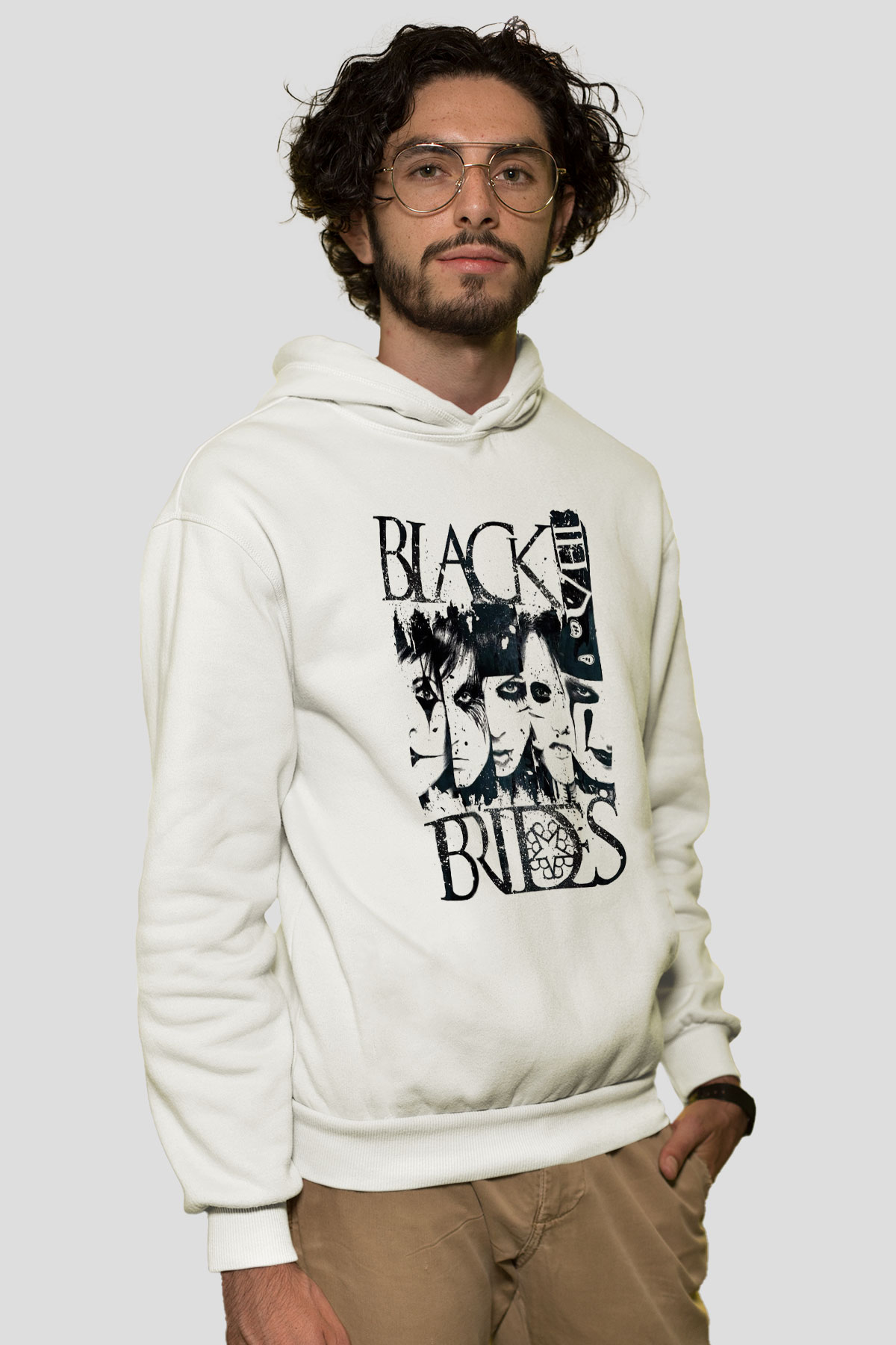 Black Veil Brides Beyaz Unisex Kapşonlu Sweatshirt