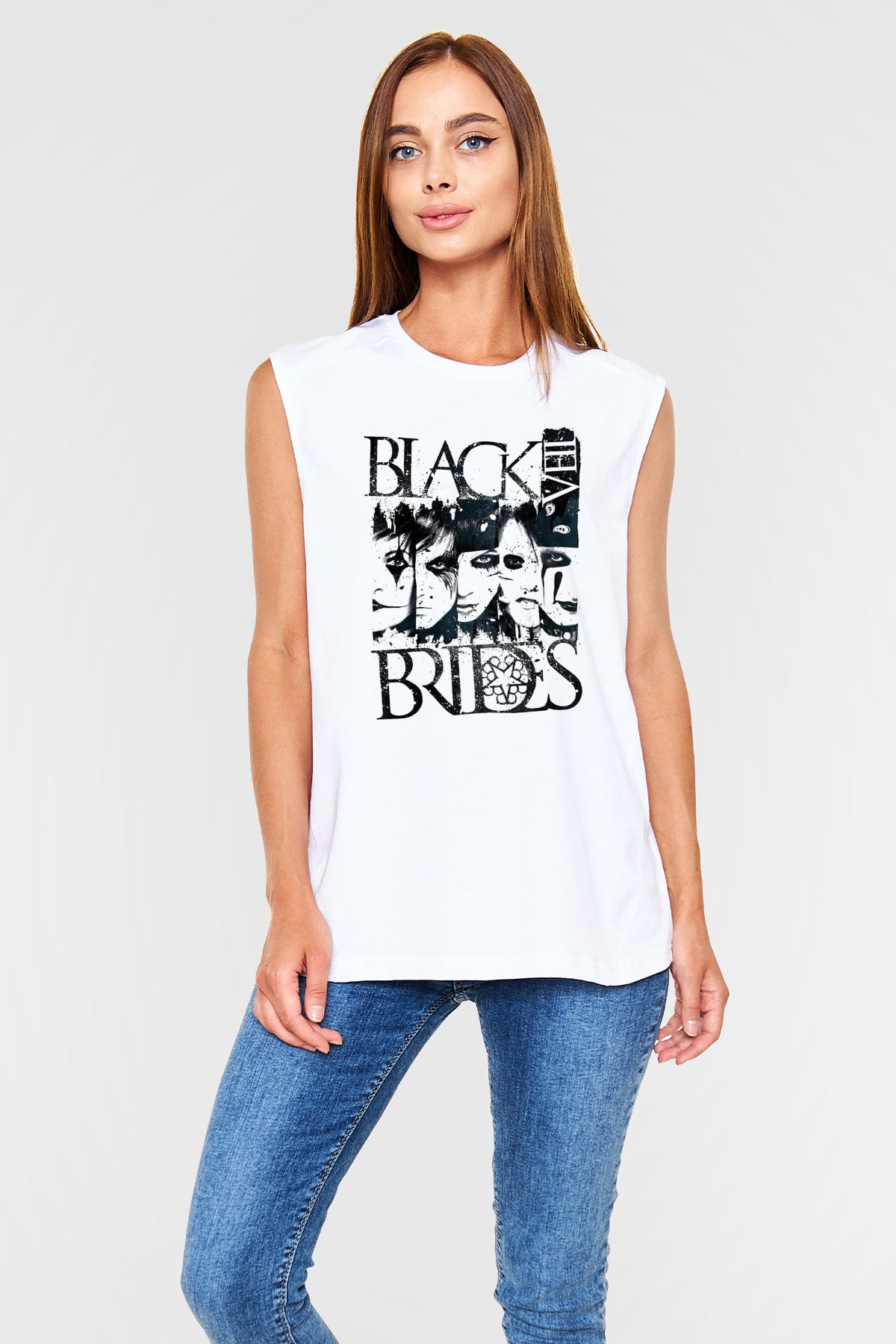 Black Veil Brides Beyaz Unisex Kolsuz Tişört