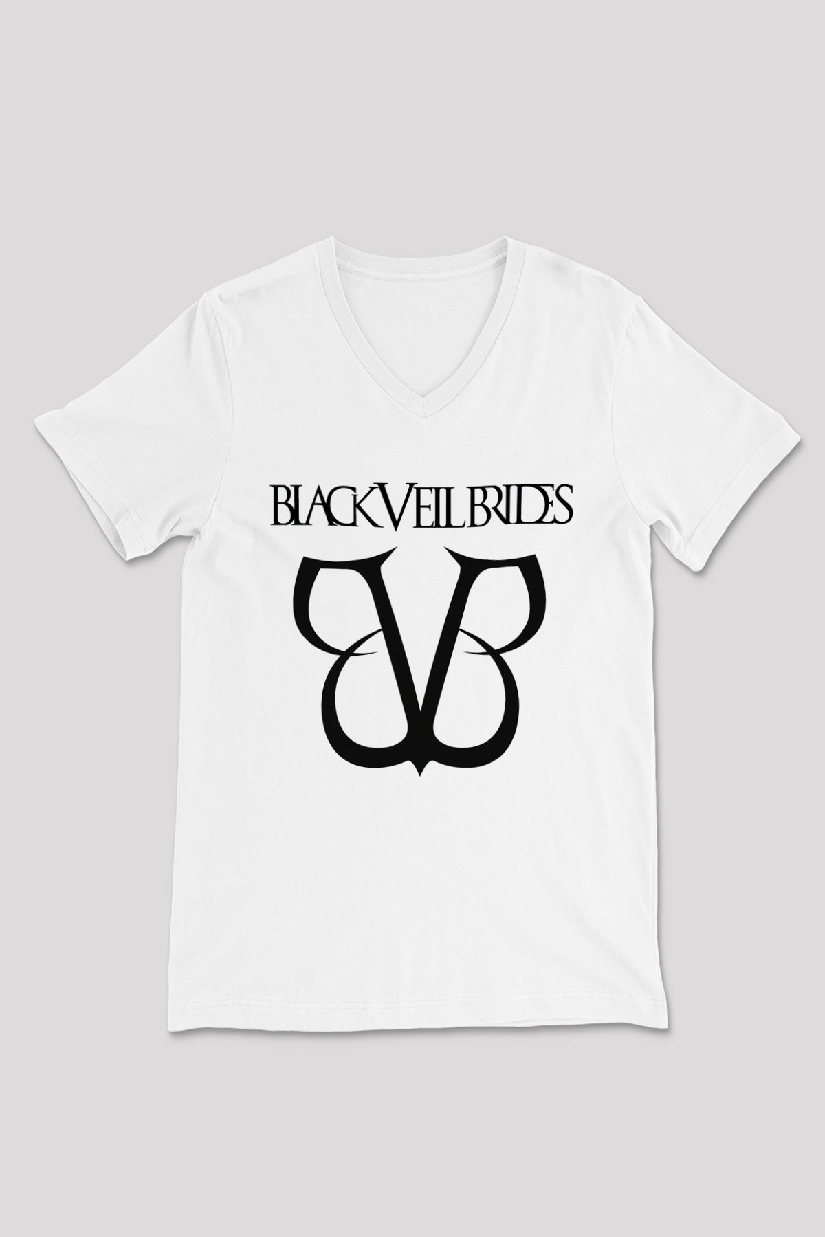 Black Veil Brides Beyaz Unisex V Yaka Tişört T-Shirt