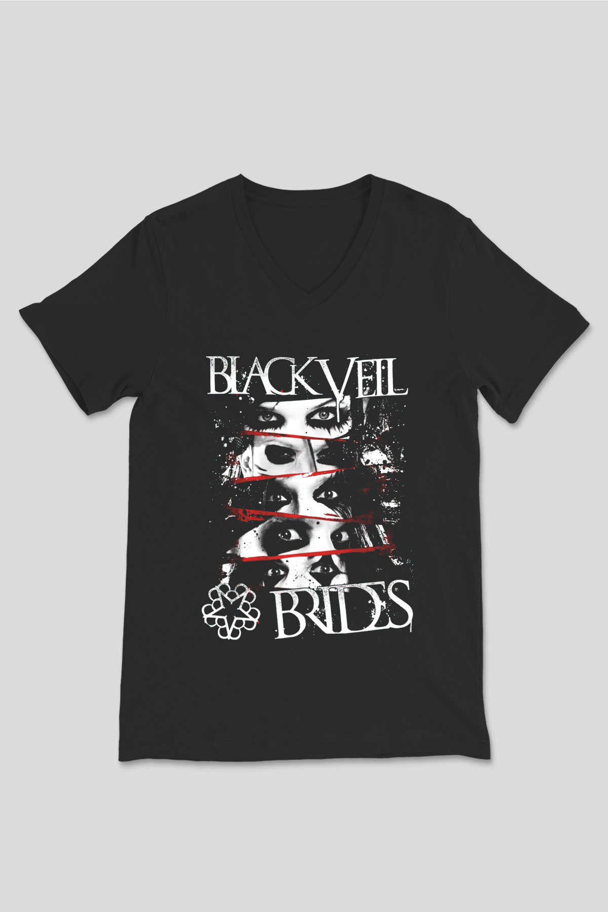 Black Veil Brides Siyah Unisex V Yaka Tişört T-Shirt