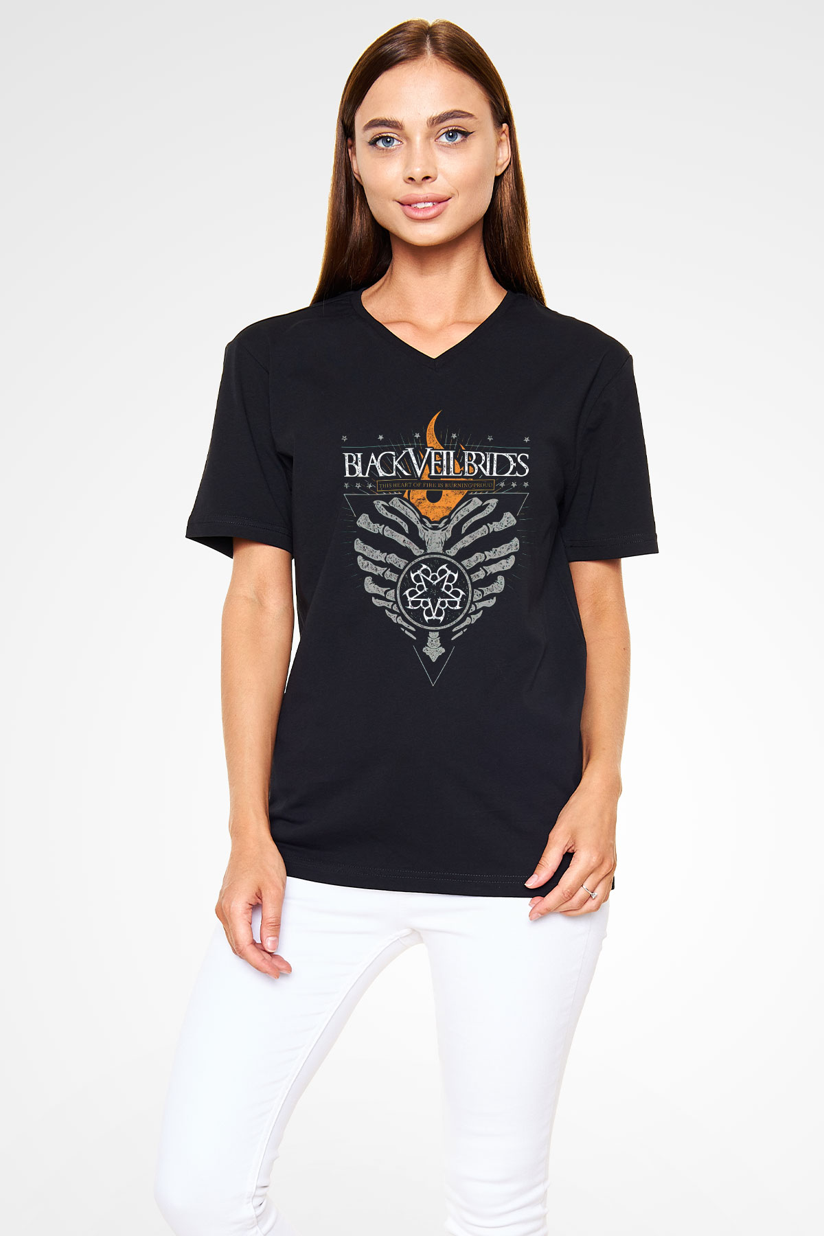 Black Veil Brides Siyah Unisex V Yaka Tişört T-Shirt