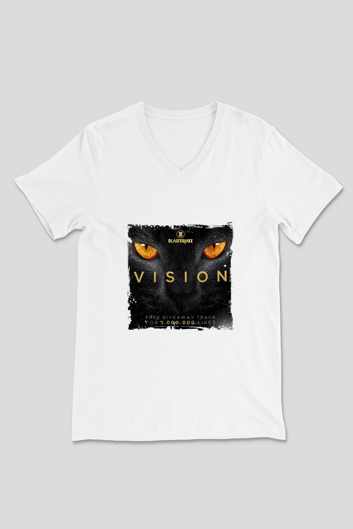 Blasterjaxx Baskılı Beyaz V Yaka Unisex Tişört