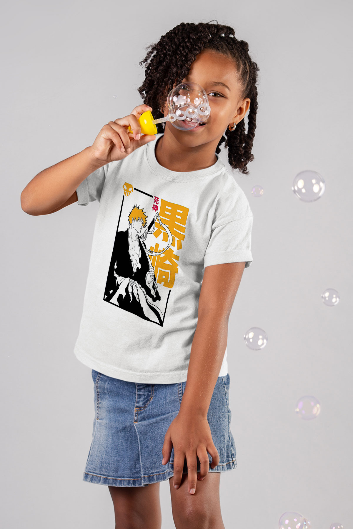Bleach Baskılı Beyaz Unisex Beyaz Çocuk Tişört - Tshirt