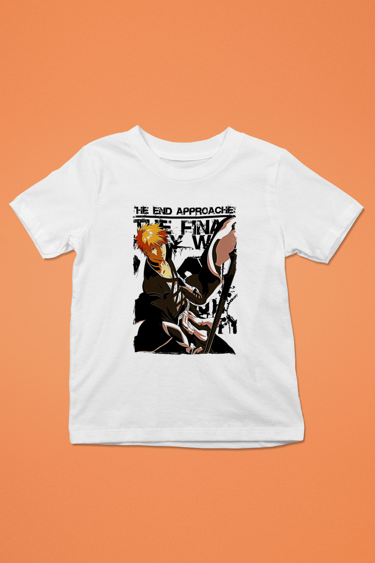 Bleach Baskılı Beyaz Unisex Beyaz Çocuk Tişört - Tshirt