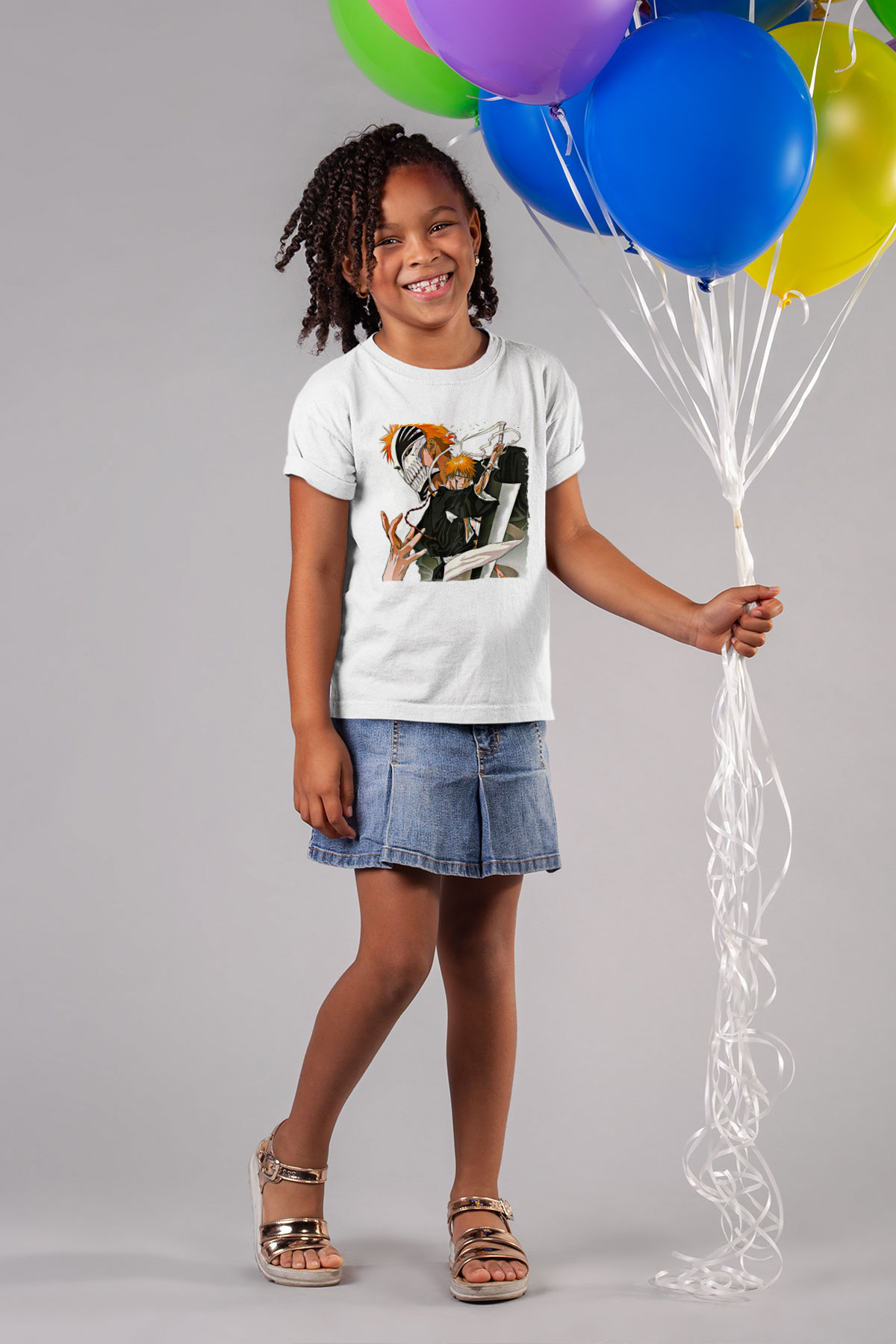 Bleach Baskılı Beyaz Unisex Beyaz Çocuk Tişört - Tshirt