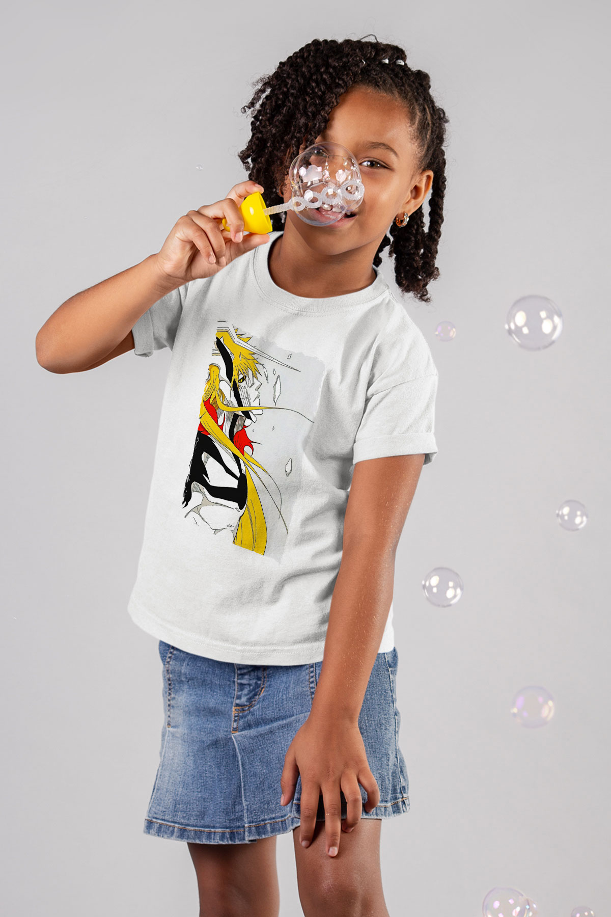 Bleach Baskılı Beyaz Unisex Beyaz Çocuk Tişört - Tshirt
