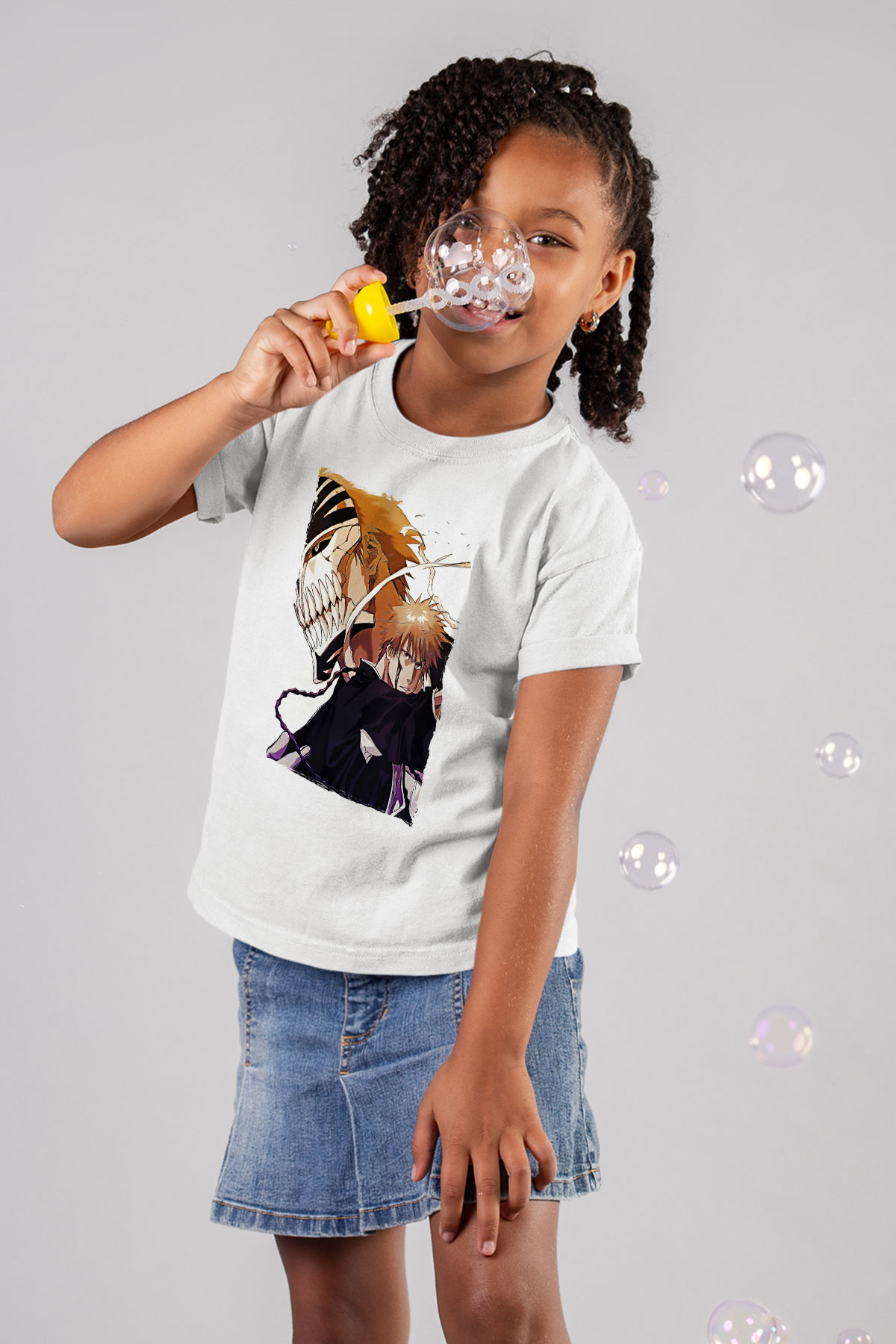 Bleach Baskılı Beyaz Unisex Beyaz Çocuk Tişört - Tshirt