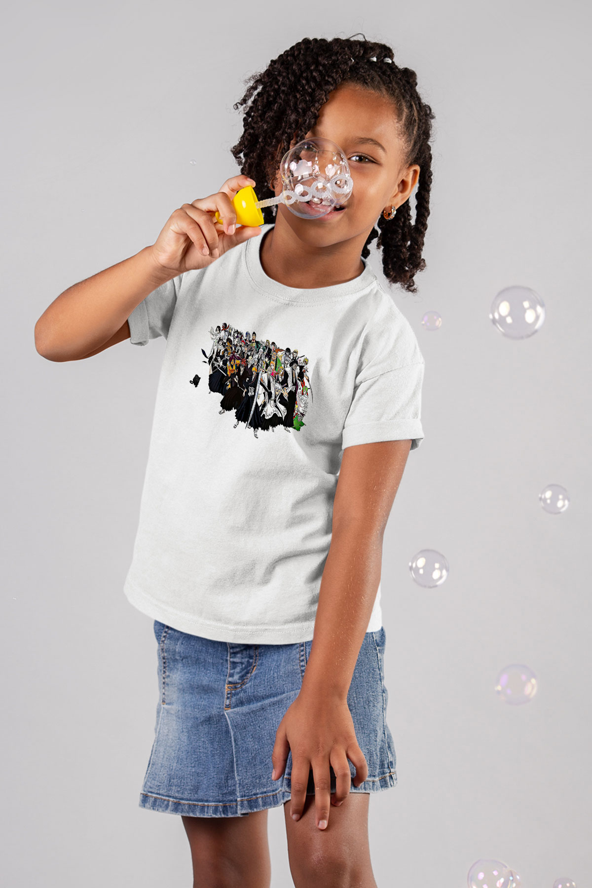 Bleach Baskılı Beyaz Unisex Beyaz Çocuk Tişört - Tshirt
