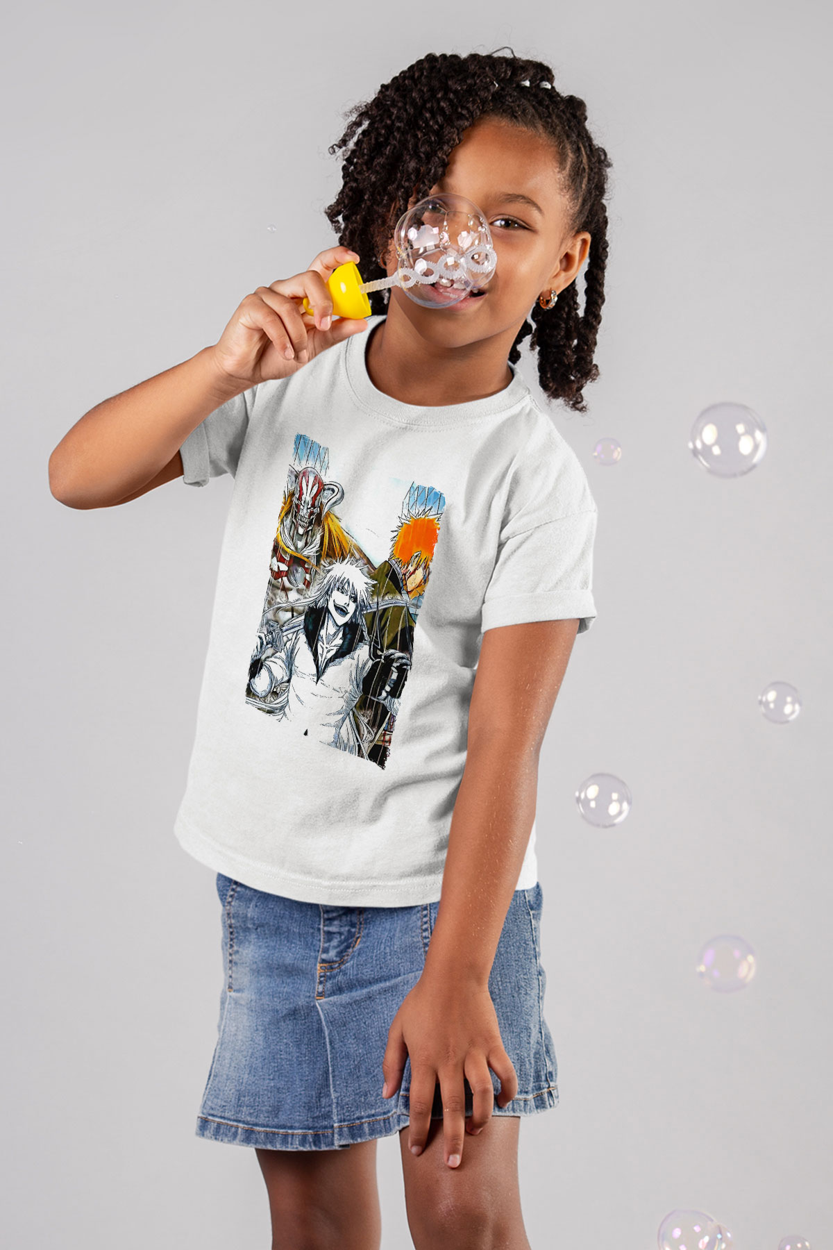 Bleach Baskılı Beyaz Unisex Beyaz Çocuk Tişört - Tshirt