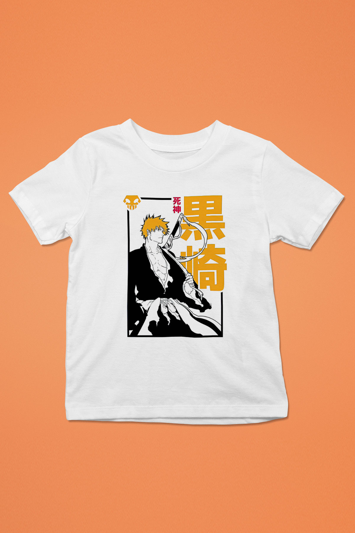 Bleach Baskılı Beyaz Unisex Beyaz Çocuk Tişört - Tshirt