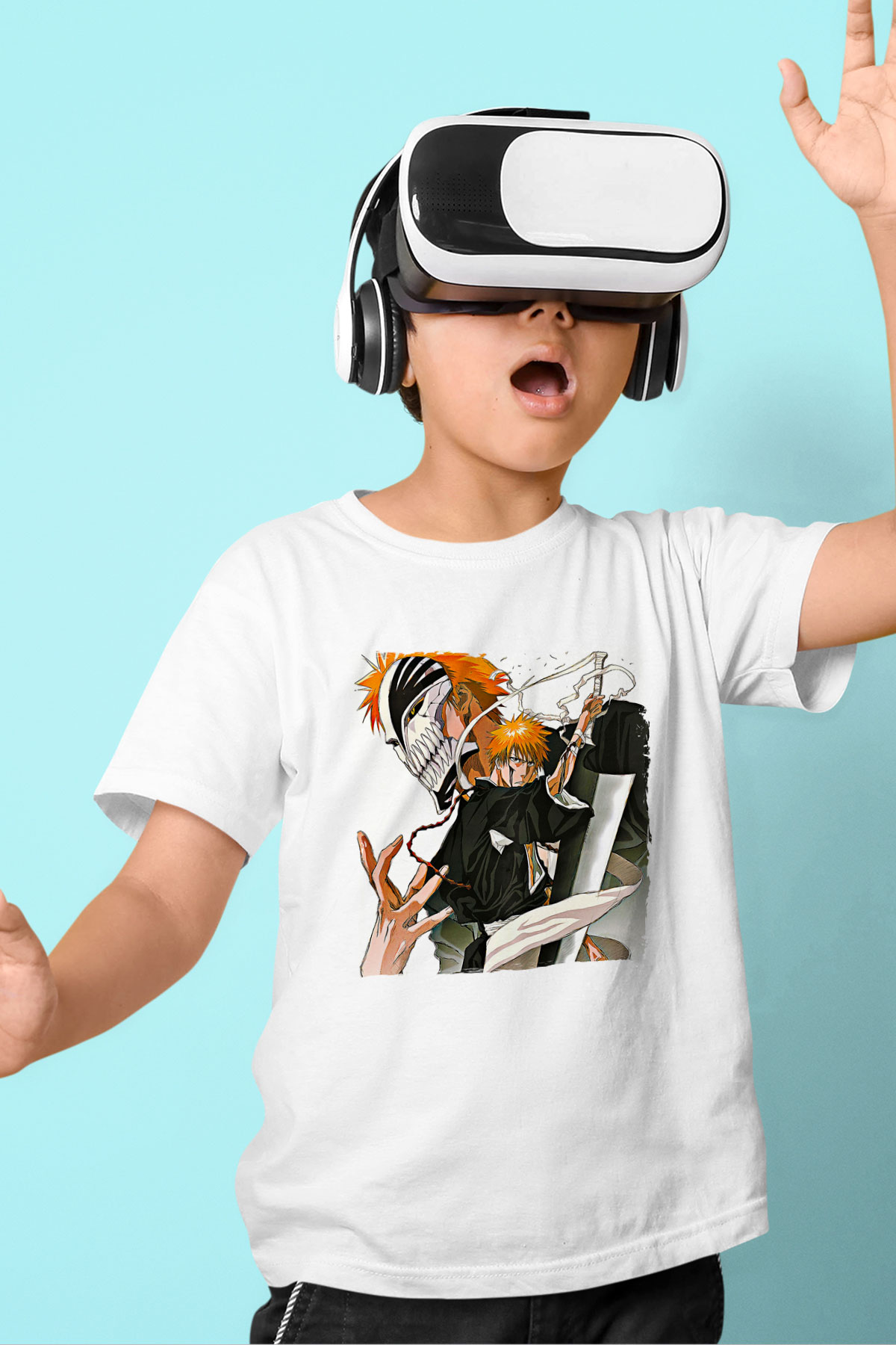 Bleach Baskılı Beyaz Unisex Beyaz Çocuk Tişört - Tshirt
