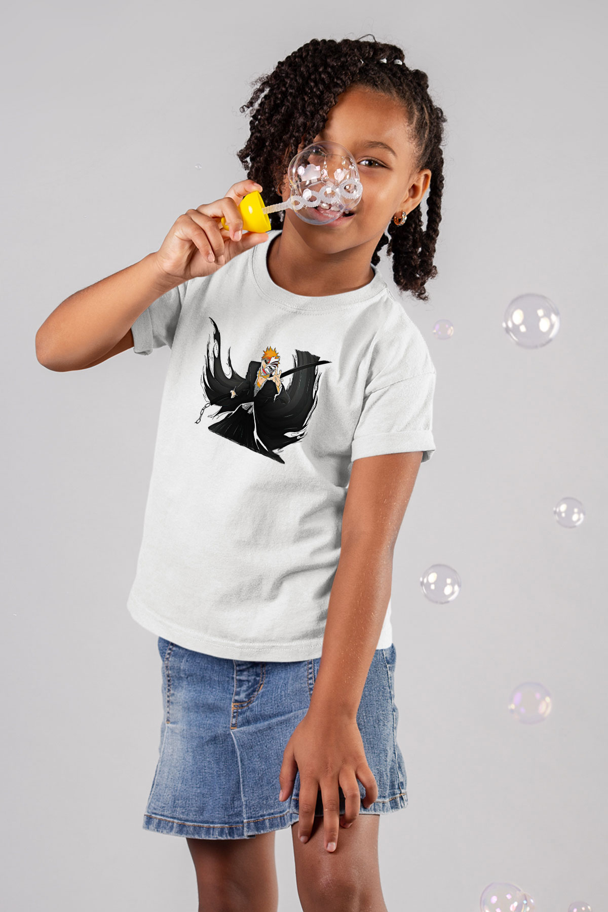 Bleach Baskılı Beyaz Unisex Beyaz Çocuk Tişört - Tshirt