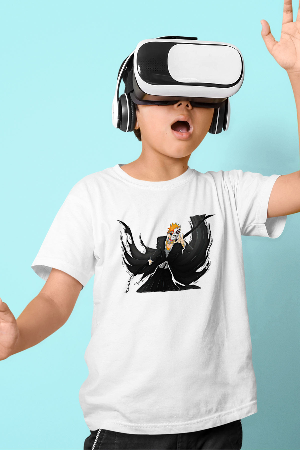 Bleach Baskılı Beyaz Unisex Beyaz Çocuk Tişört - Tshirt