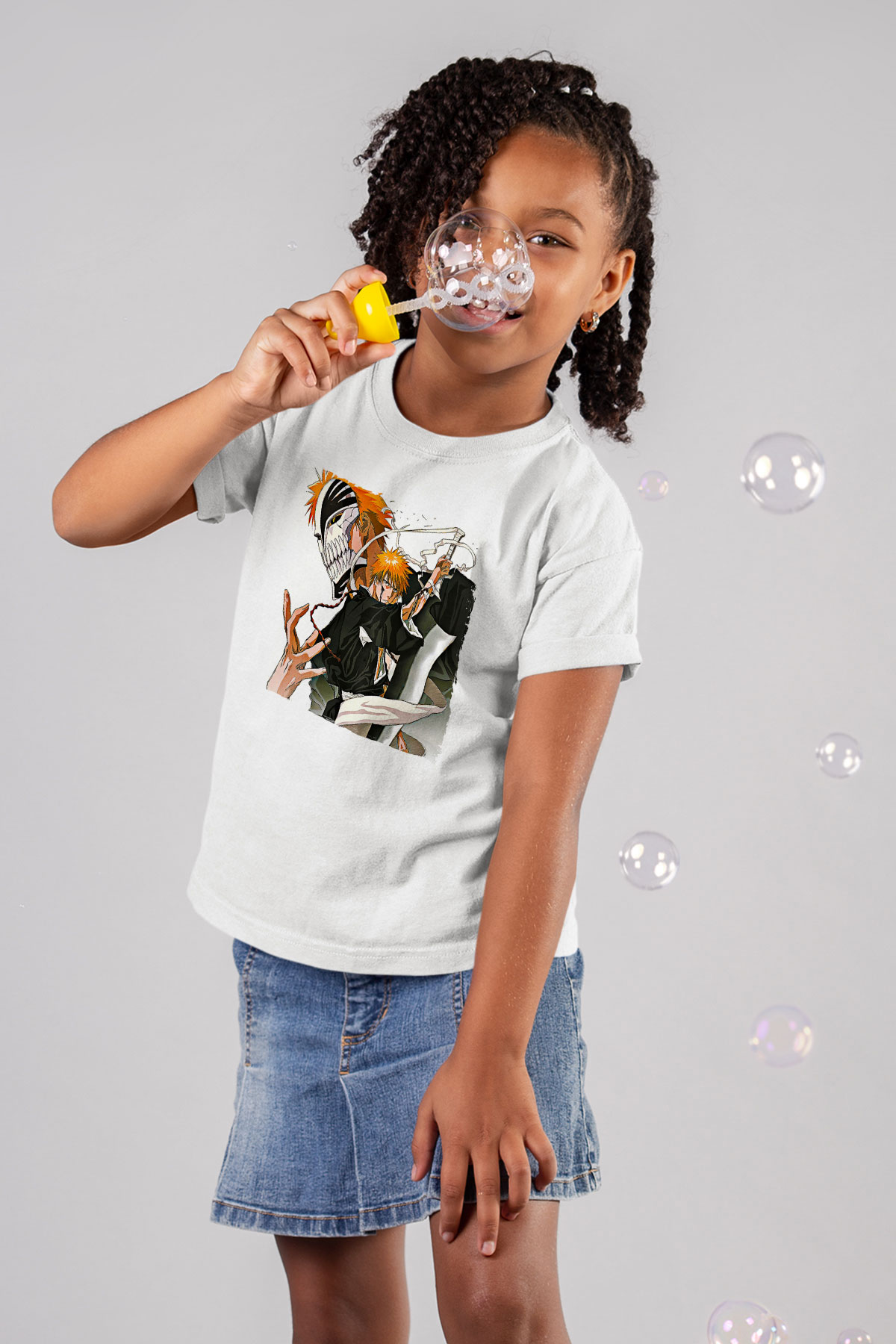 Bleach Baskılı Beyaz Unisex Beyaz Çocuk Tişört - Tshirt
