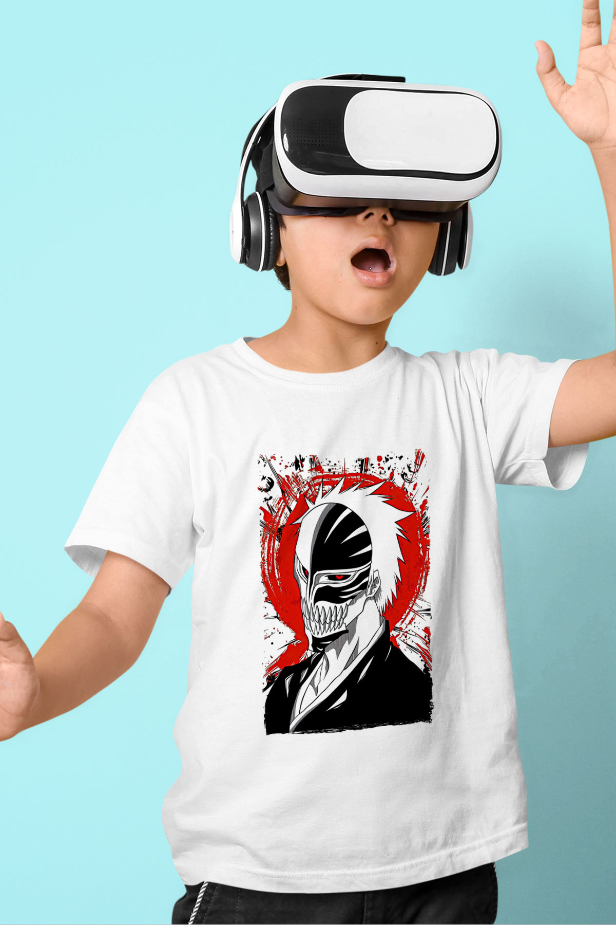 Bleach Baskılı Beyaz Unisex Beyaz Çocuk Tişört - Tshirt