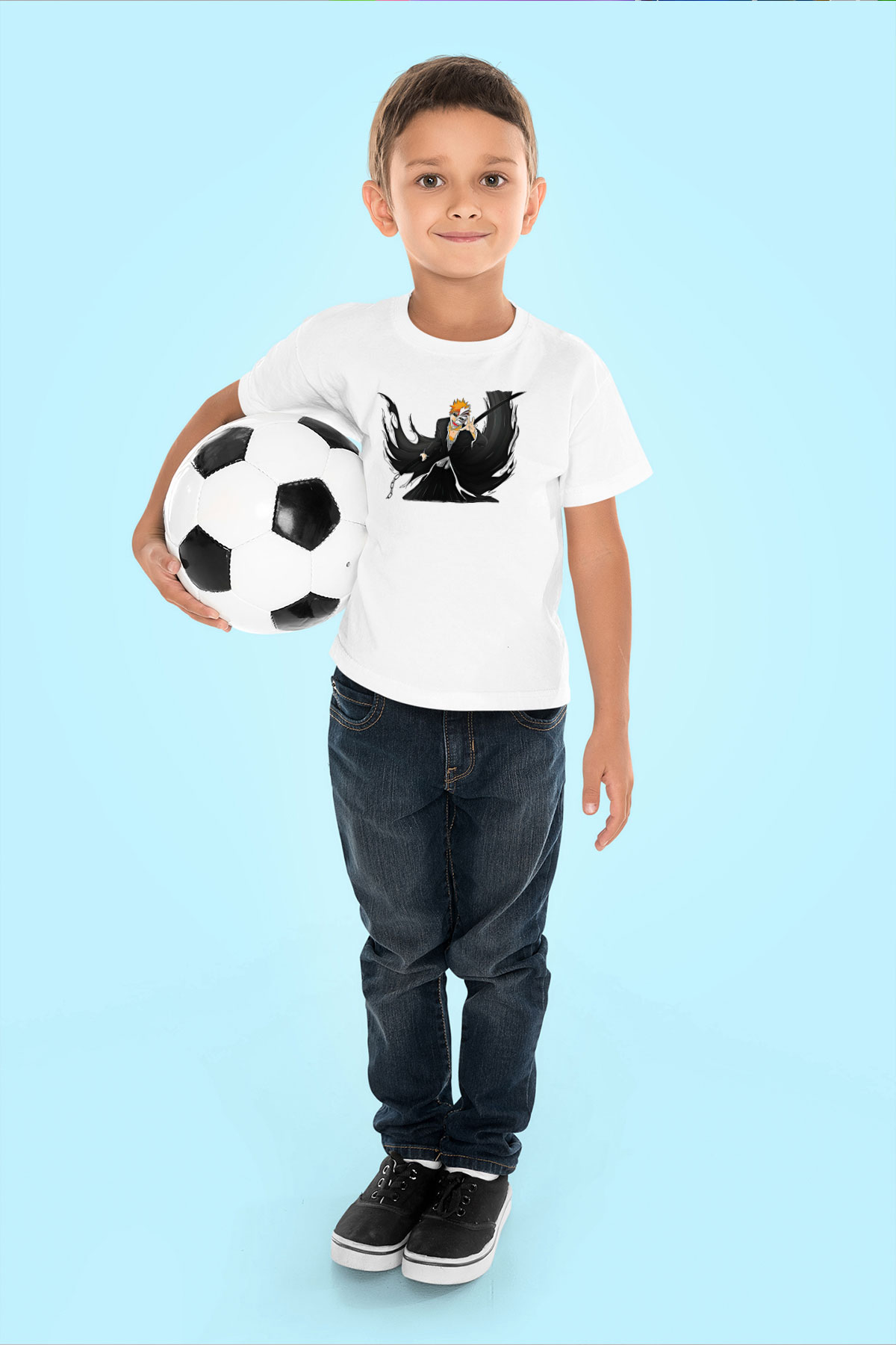 Bleach Baskılı Beyaz Unisex Beyaz Çocuk Tişört - Tshirt