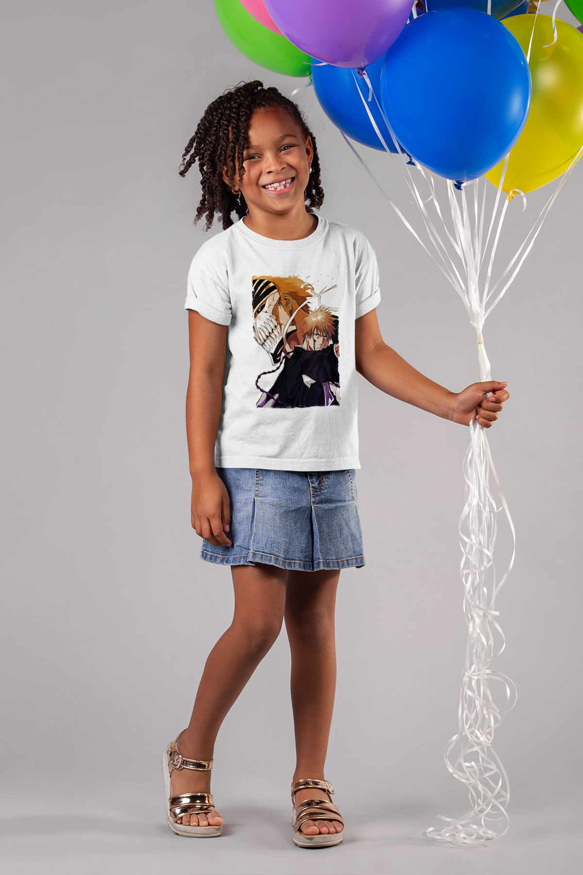Bleach Baskılı Beyaz Unisex Beyaz Çocuk Tişört - Tshirt