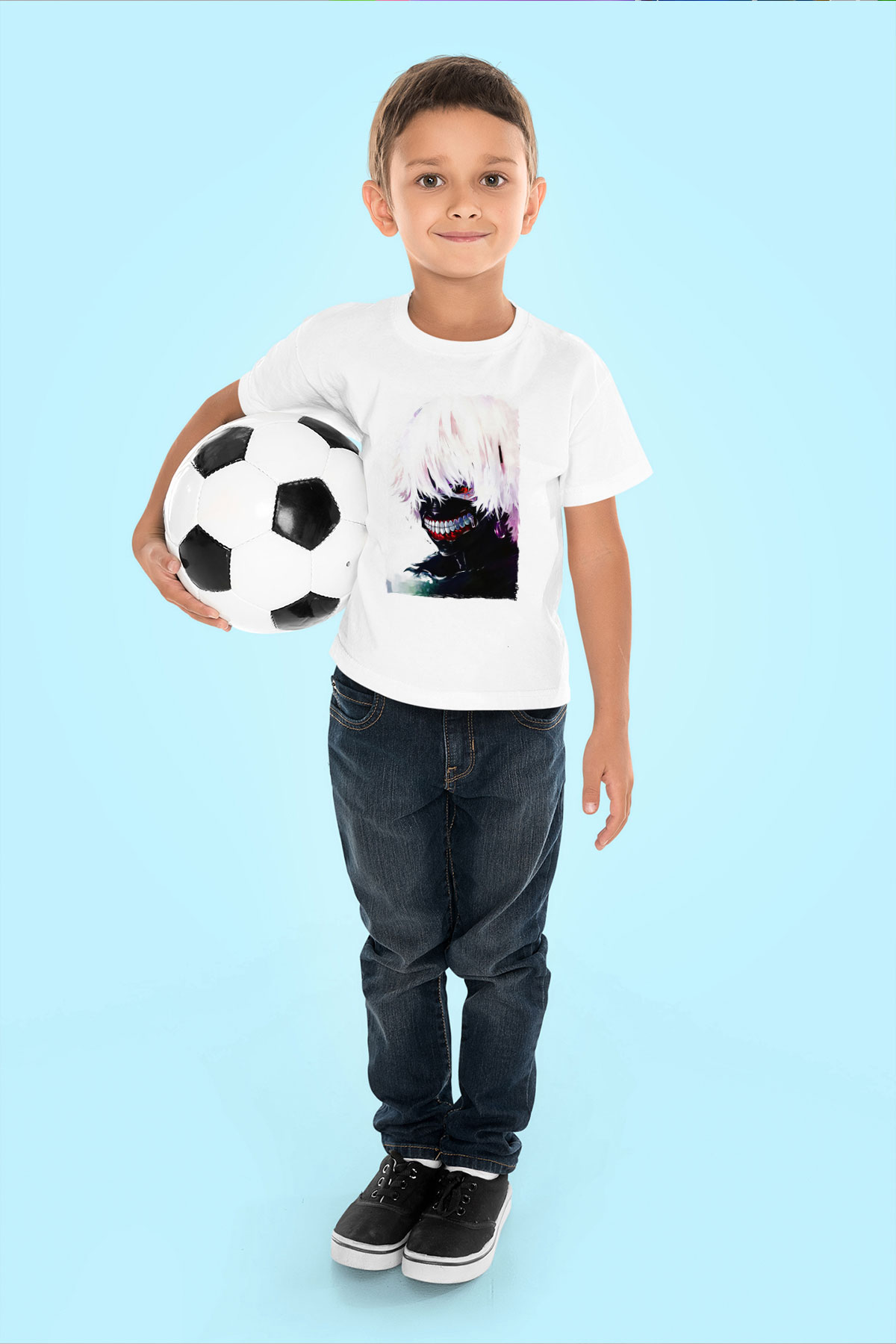 Bleach Baskılı Beyaz Unisex Beyaz Çocuk Tişört - Tshirt