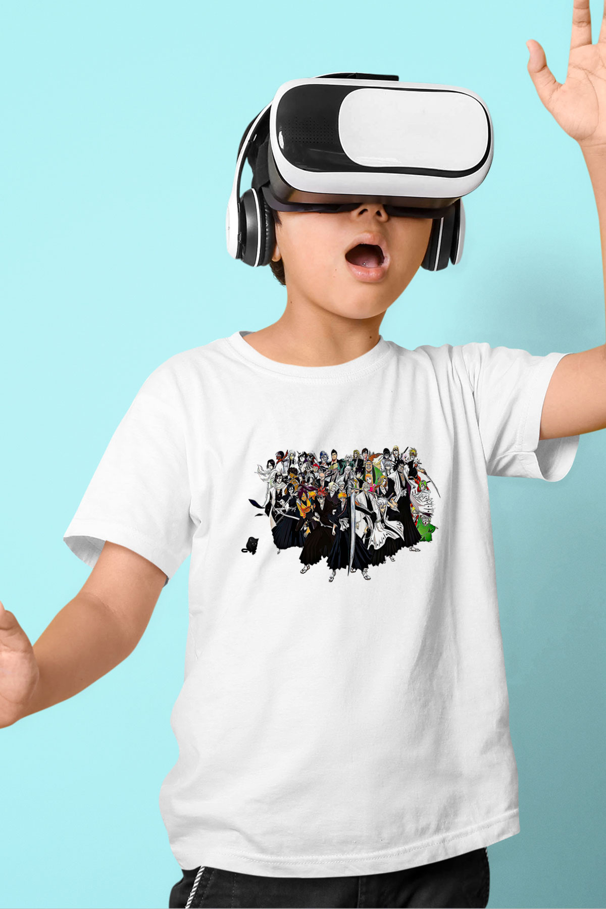 Bleach Baskılı Beyaz Unisex Beyaz Çocuk Tişört - Tshirt