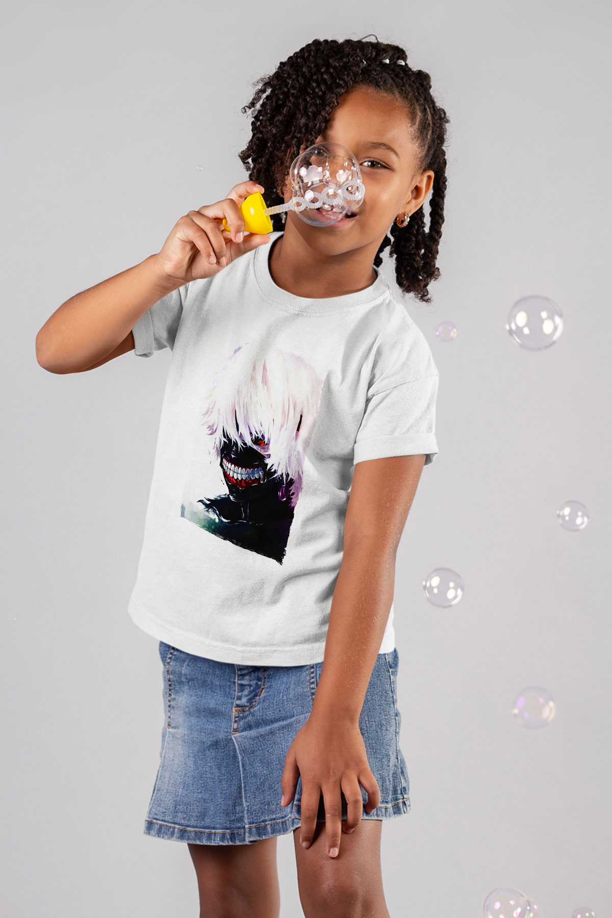 Bleach Baskılı Beyaz Unisex Beyaz Çocuk Tişört - Tshirt