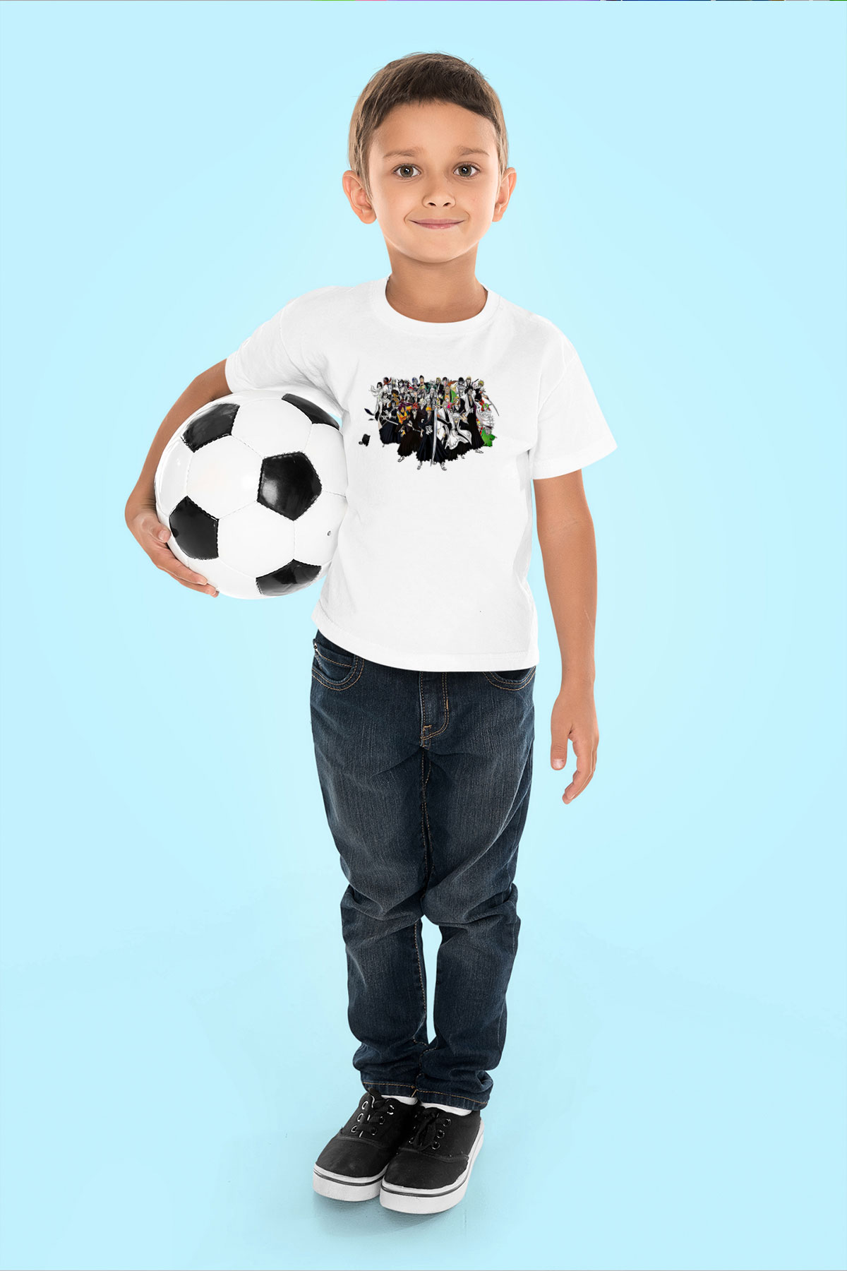 Bleach Baskılı Beyaz Unisex Beyaz Çocuk Tişört - Tshirt