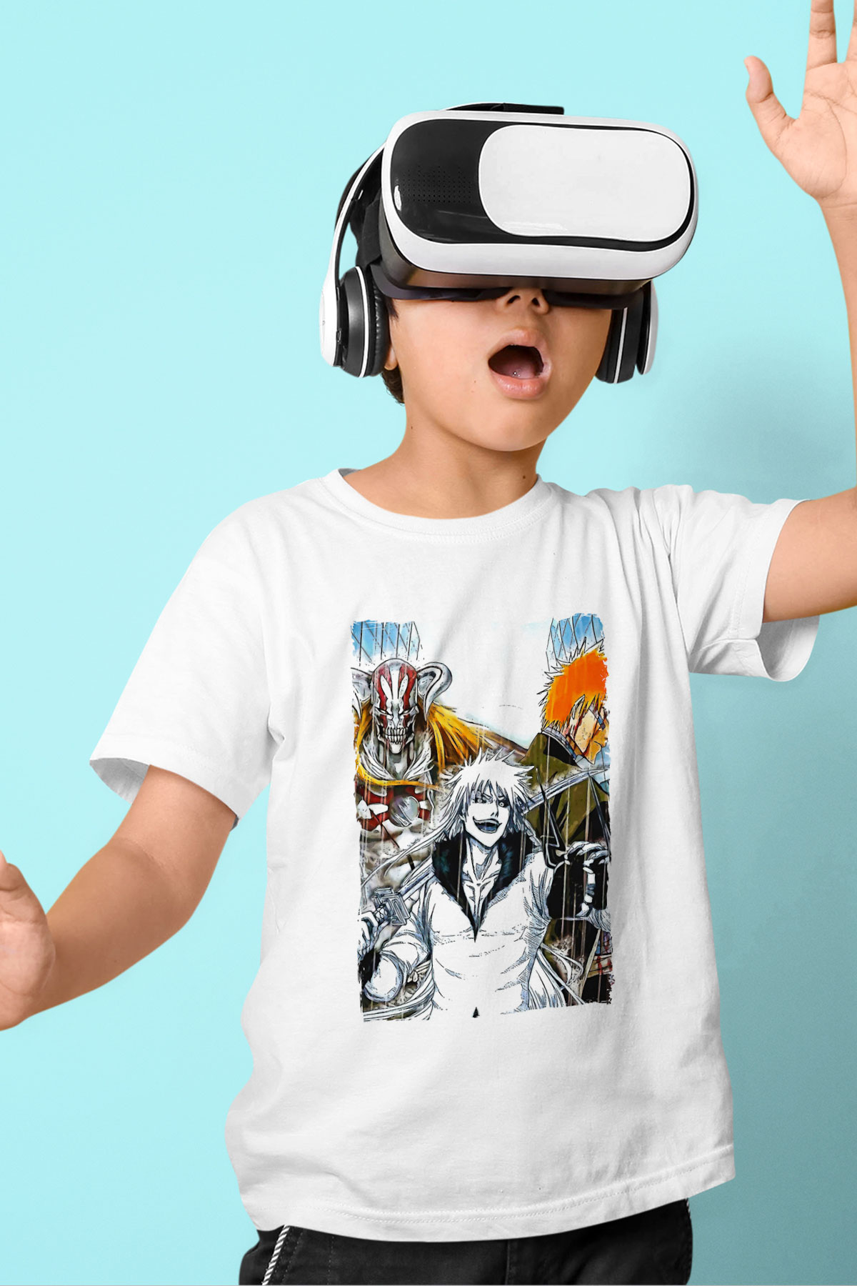Bleach Baskılı Beyaz Unisex Beyaz Çocuk Tişört - Tshirt