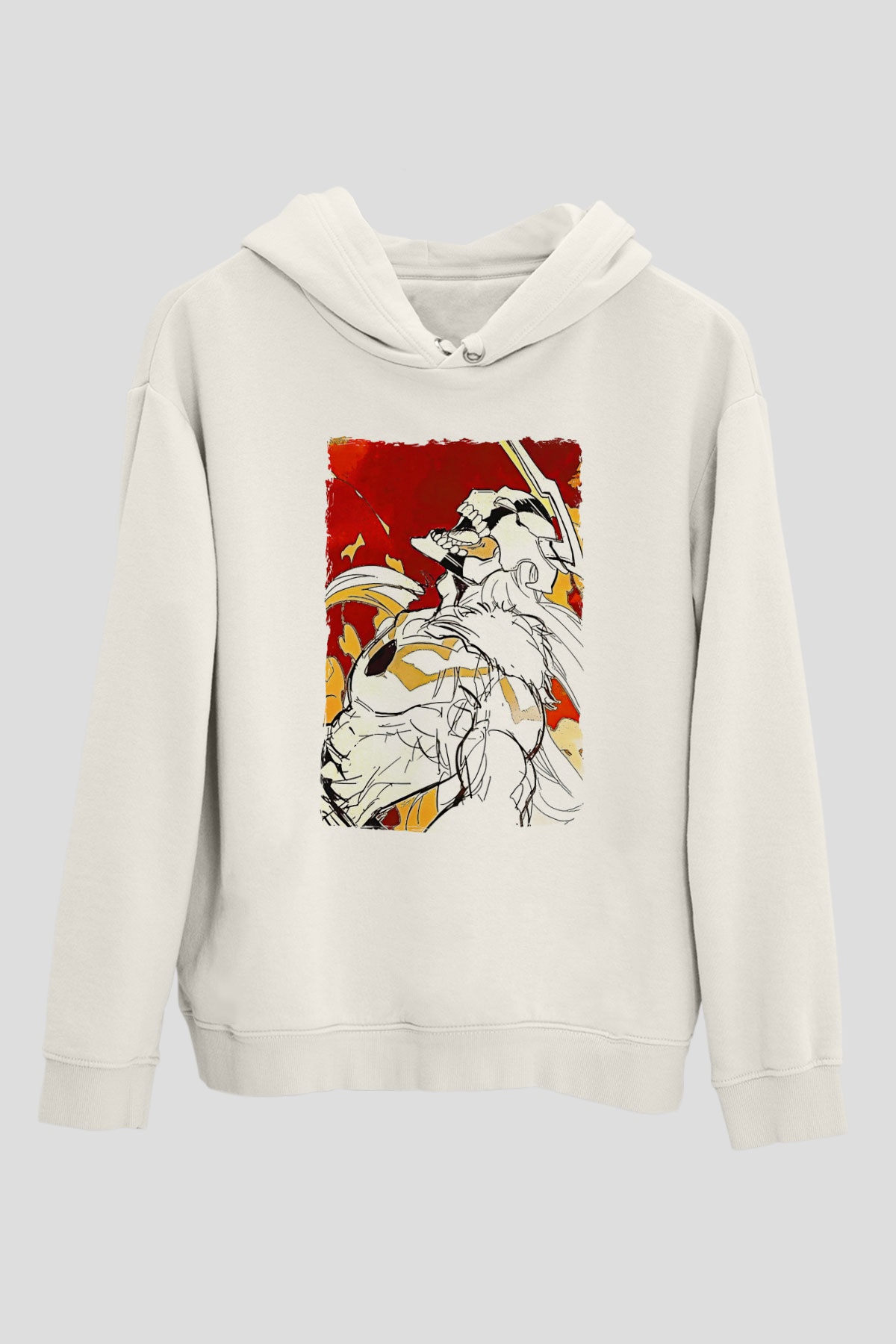 Bleach Baskılı Beyaz Unisex Hoodie