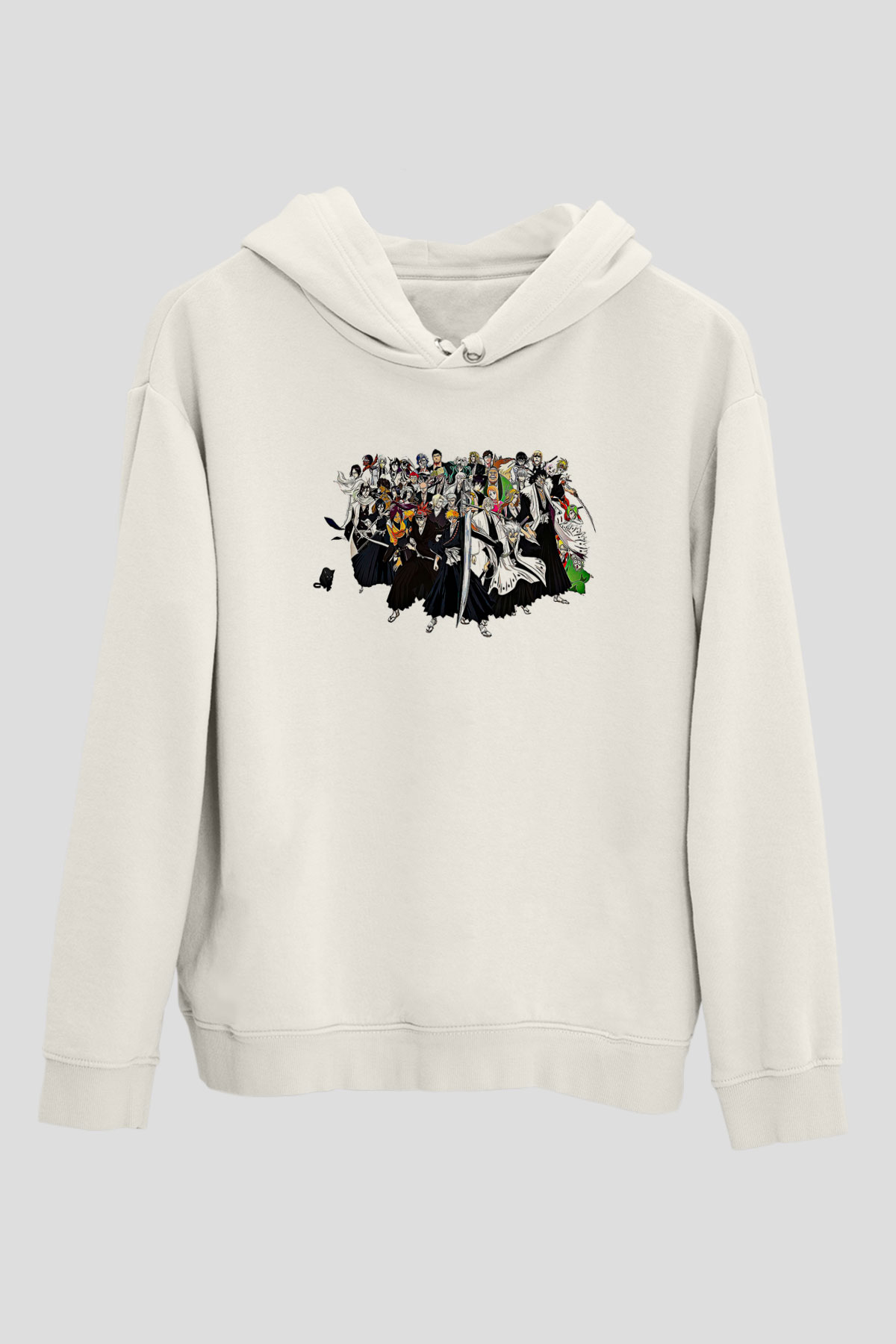 Bleach Baskılı Beyaz Unisex Hoodie
