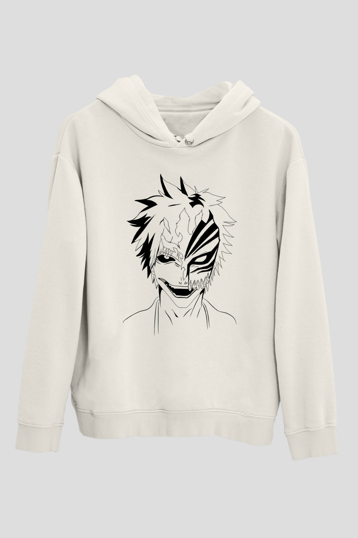 Bleach Baskılı Beyaz Unisex Hoodie