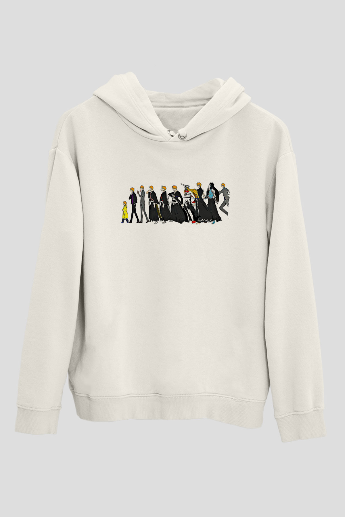 Bleach Baskılı Beyaz Unisex Hoodie