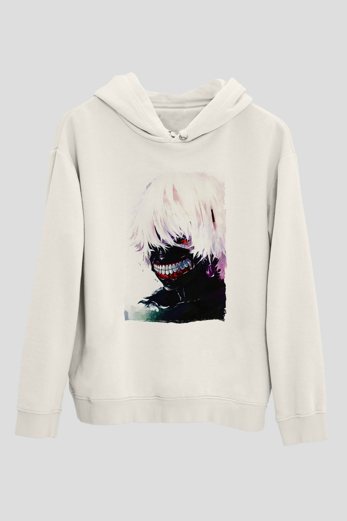 Bleach Baskılı Beyaz Unisex Hoodie