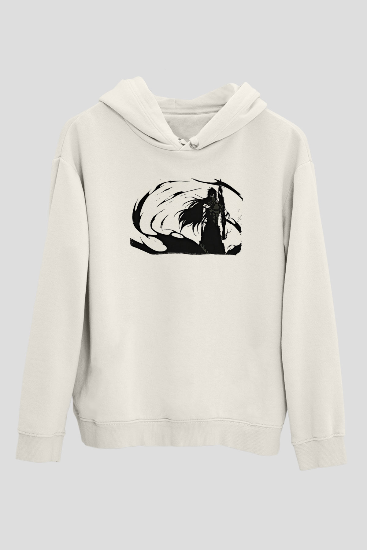 Bleach Baskılı Beyaz Unisex Hoodie