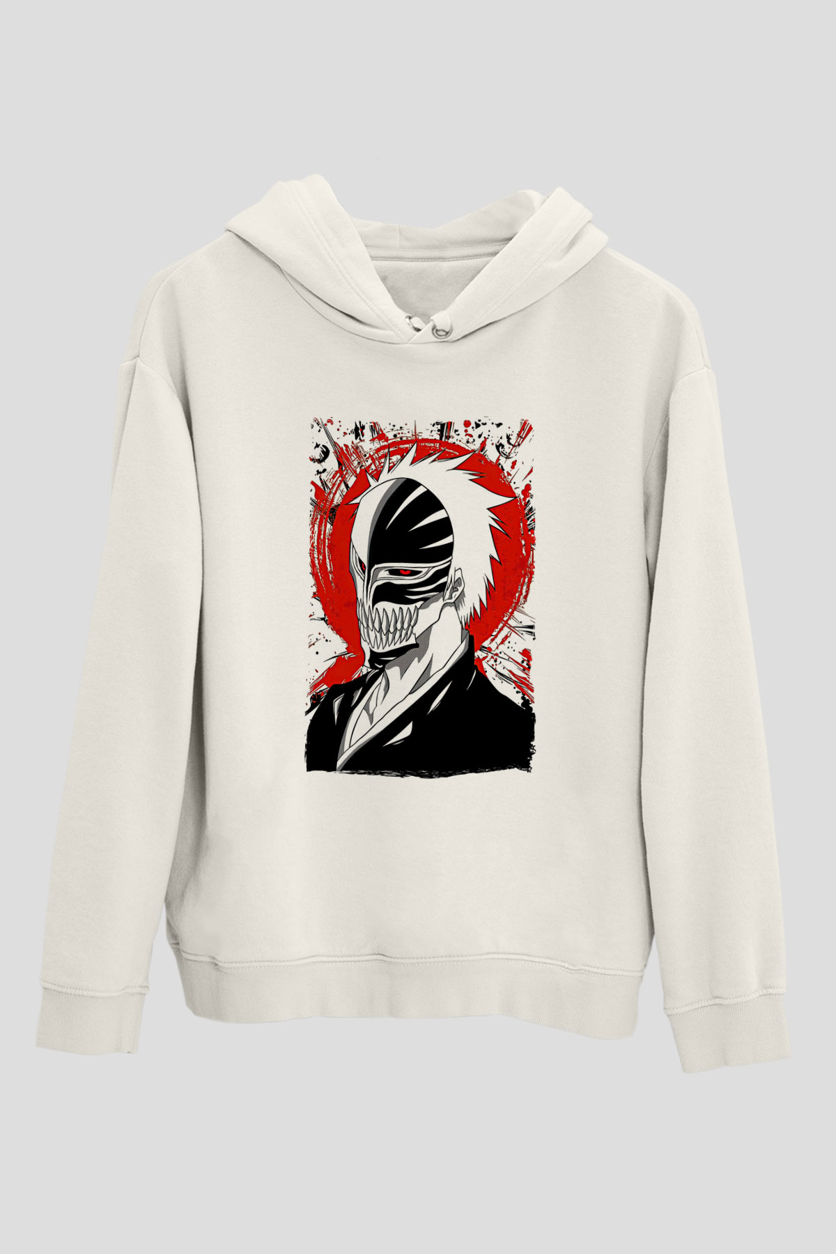 Bleach Baskılı Beyaz Unisex Hoodie